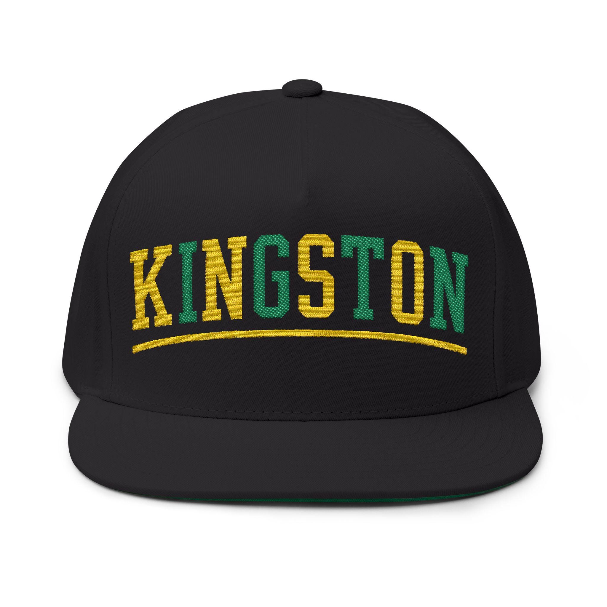 Kingston Jamaica Snapback Hat, Embroidered Flat Bill Cap, Jamaican Flag Streetwear, Unisex Gift., product view 3