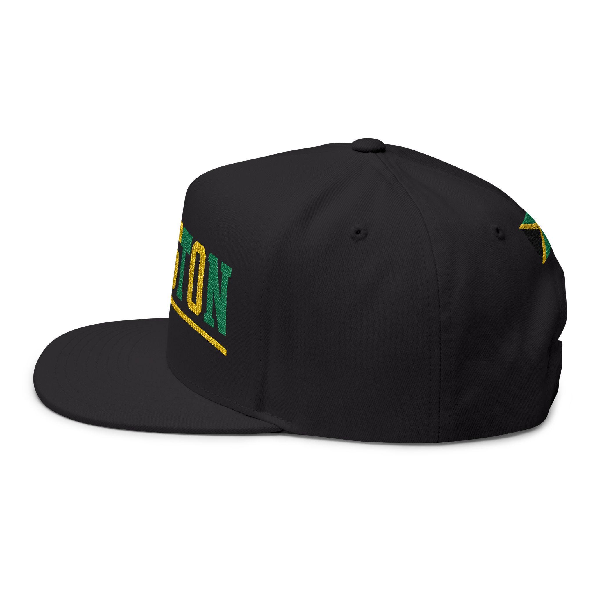 Kingston Jamaica Snapback Hat, Embroidered Flat Bill Cap, Jamaican Flag Streetwear, Unisex Gift., product view 4
