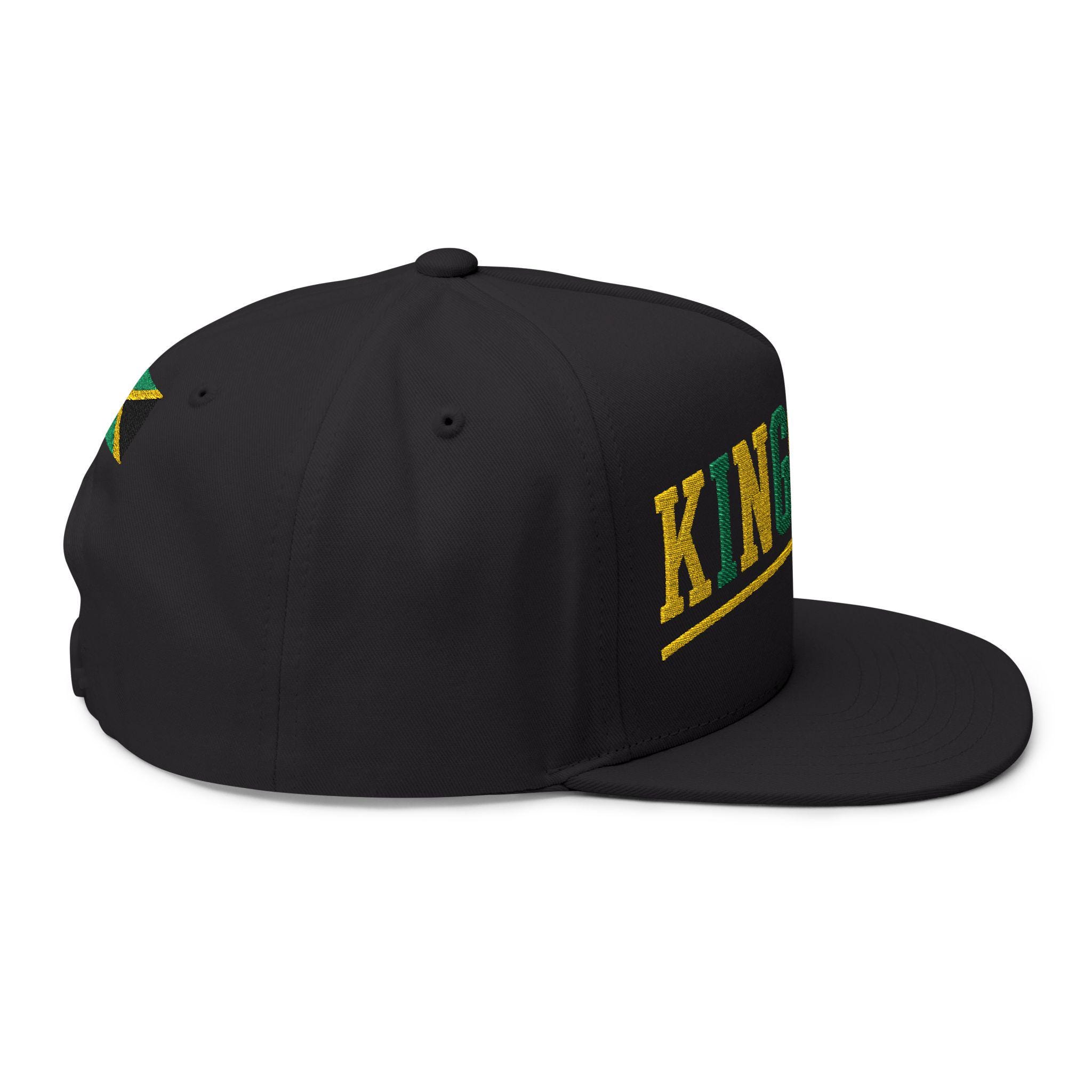 Kingston Jamaica Snapback Hat, Embroidered Flat Bill Cap, Jamaican Flag Streetwear, Unisex Gift., product view 5