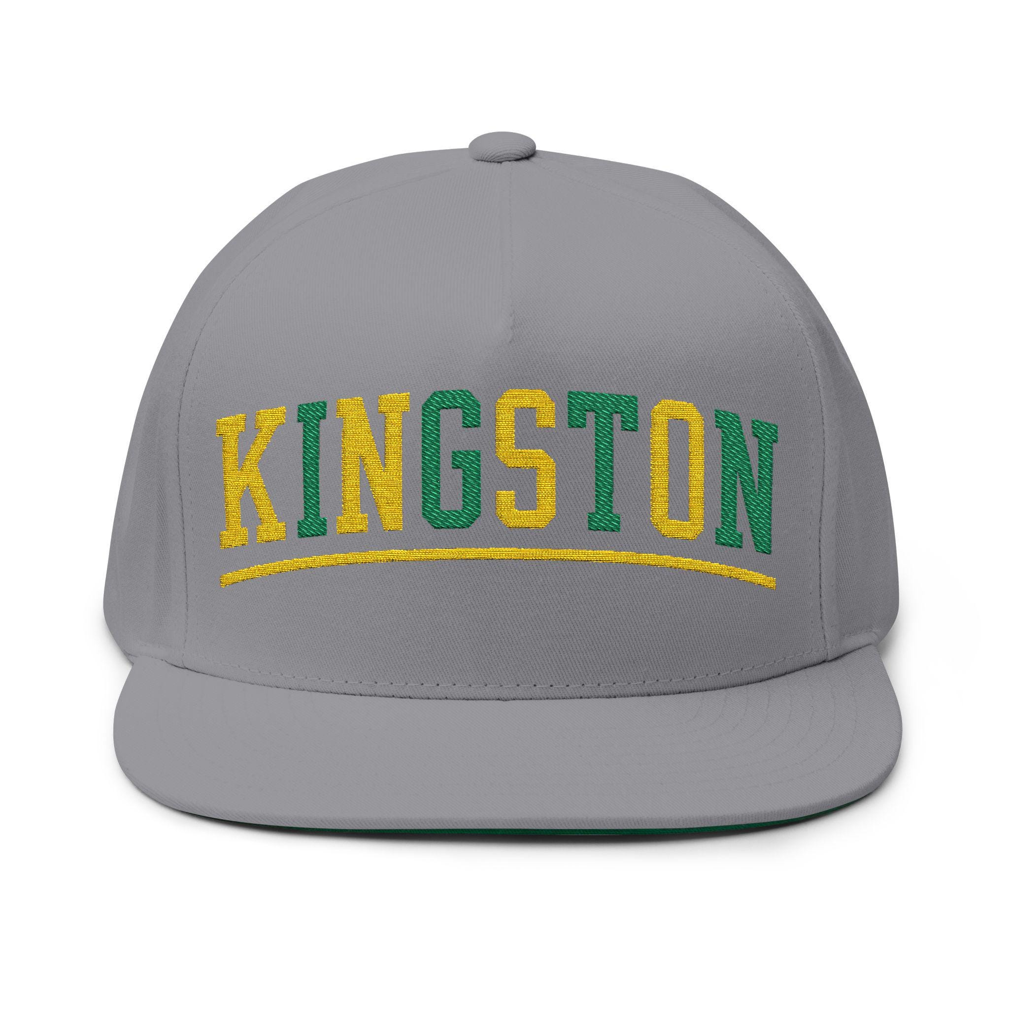 Kingston Jamaica Snapback Hat, Embroidered Flat Bill Cap, Jamaican Flag Streetwear, Unisex Gift., product view 7