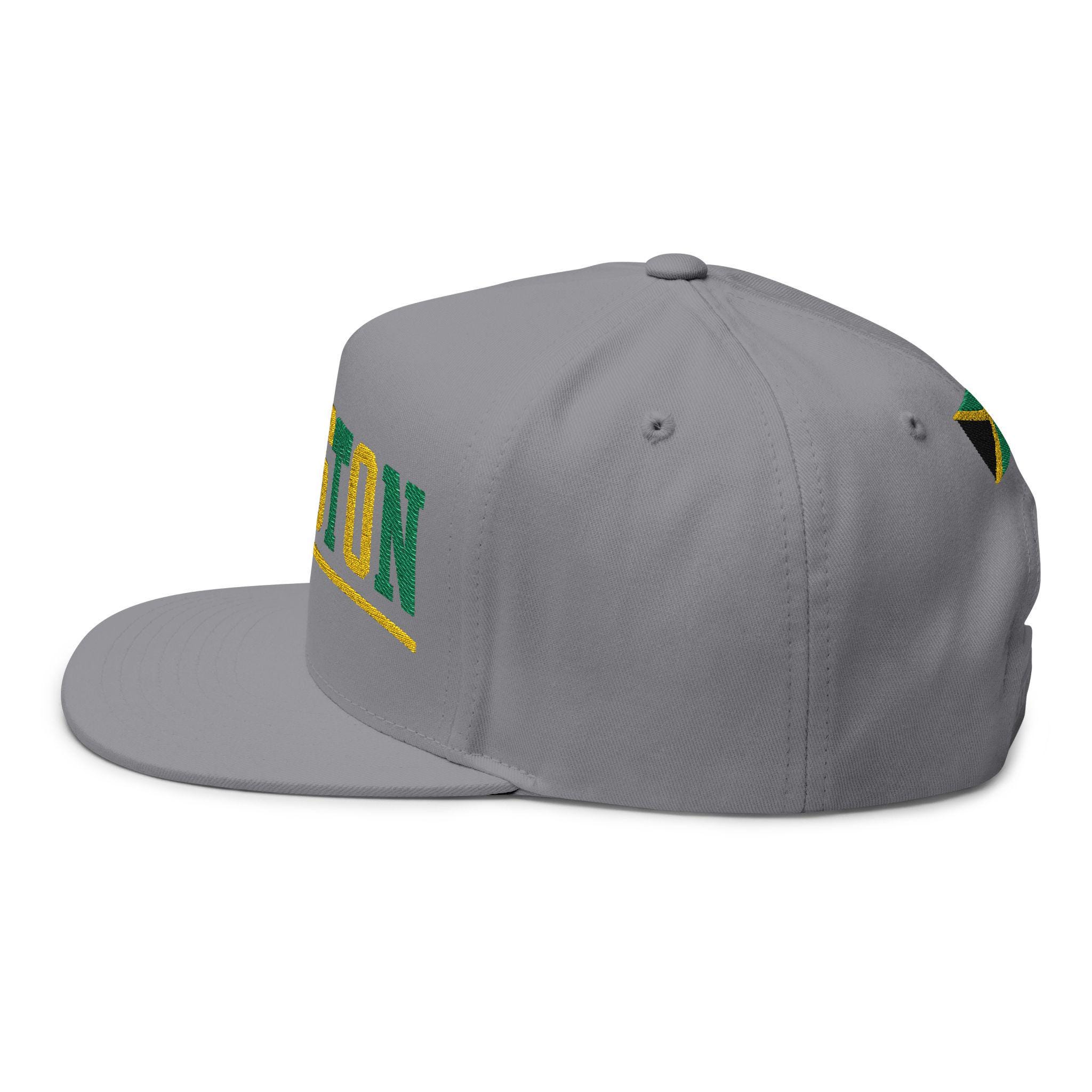 Kingston Jamaica Snapback Hat, Embroidered Flat Bill Cap, Jamaican Flag Streetwear, Unisex Gift., product view 8