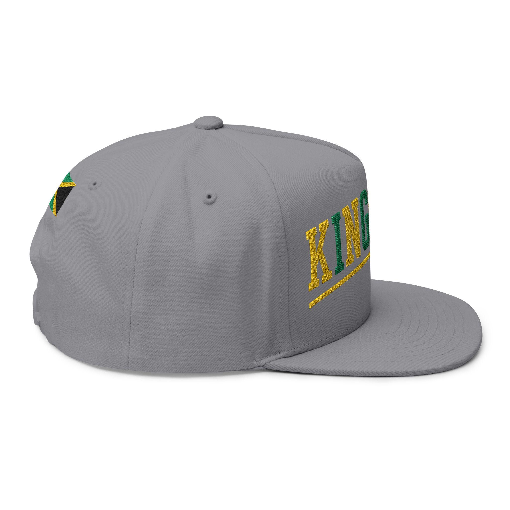 Kingston Jamaica Snapback Hat, Embroidered Flat Bill Cap, Jamaican Flag Streetwear, Unisex Gift., product view 9