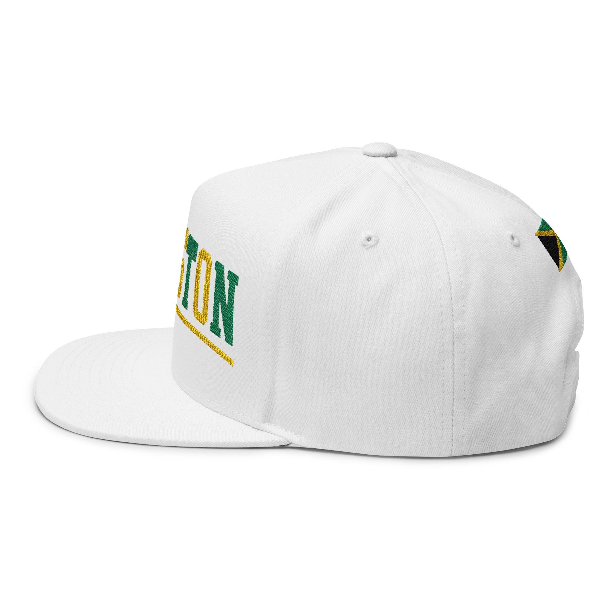 Kingston Jamaica Snapback Hat, Embroidered Flat Bill Cap, Jamaican Flag Streetwear, Unisex Gift., product view 12