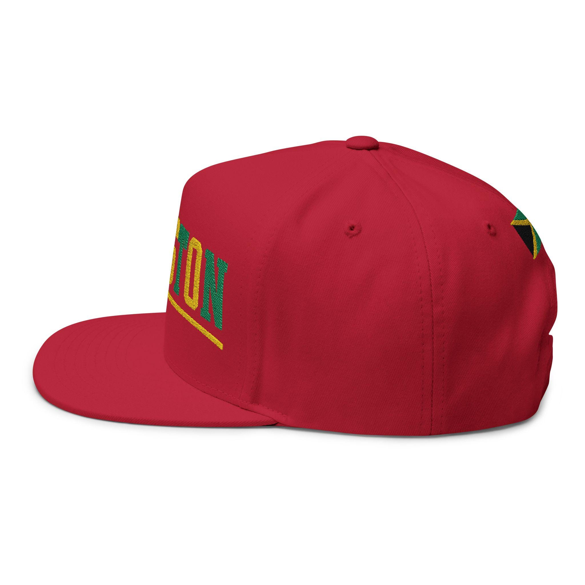 Kingston Jamaica Snapback Hat, Embroidered Flat Bill Cap, Jamaican Flag Streetwear, Unisex Gift., product view 16
