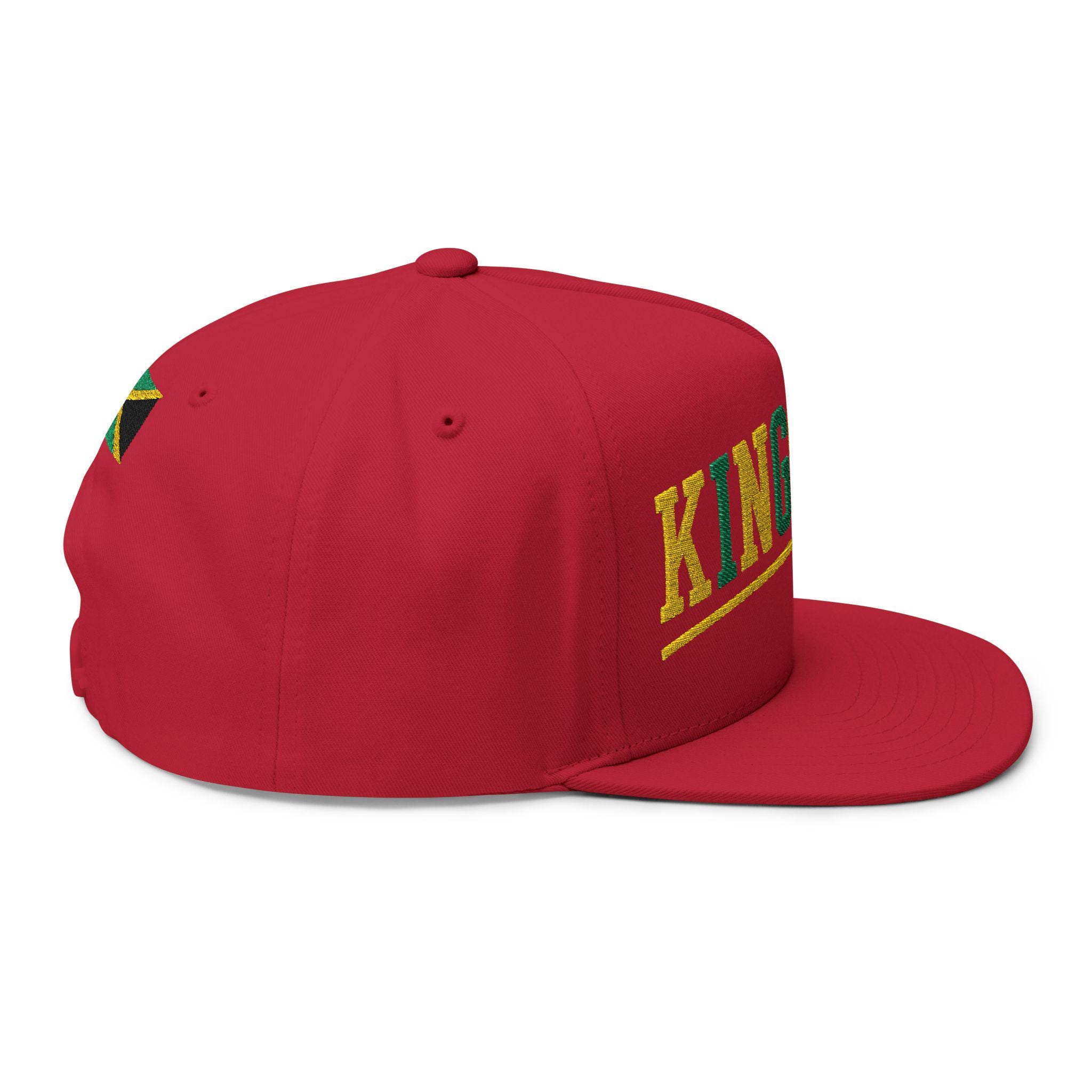Kingston Jamaica Snapback Hat, Embroidered Flat Bill Cap, Jamaican Flag Streetwear, Unisex Gift., product view 17