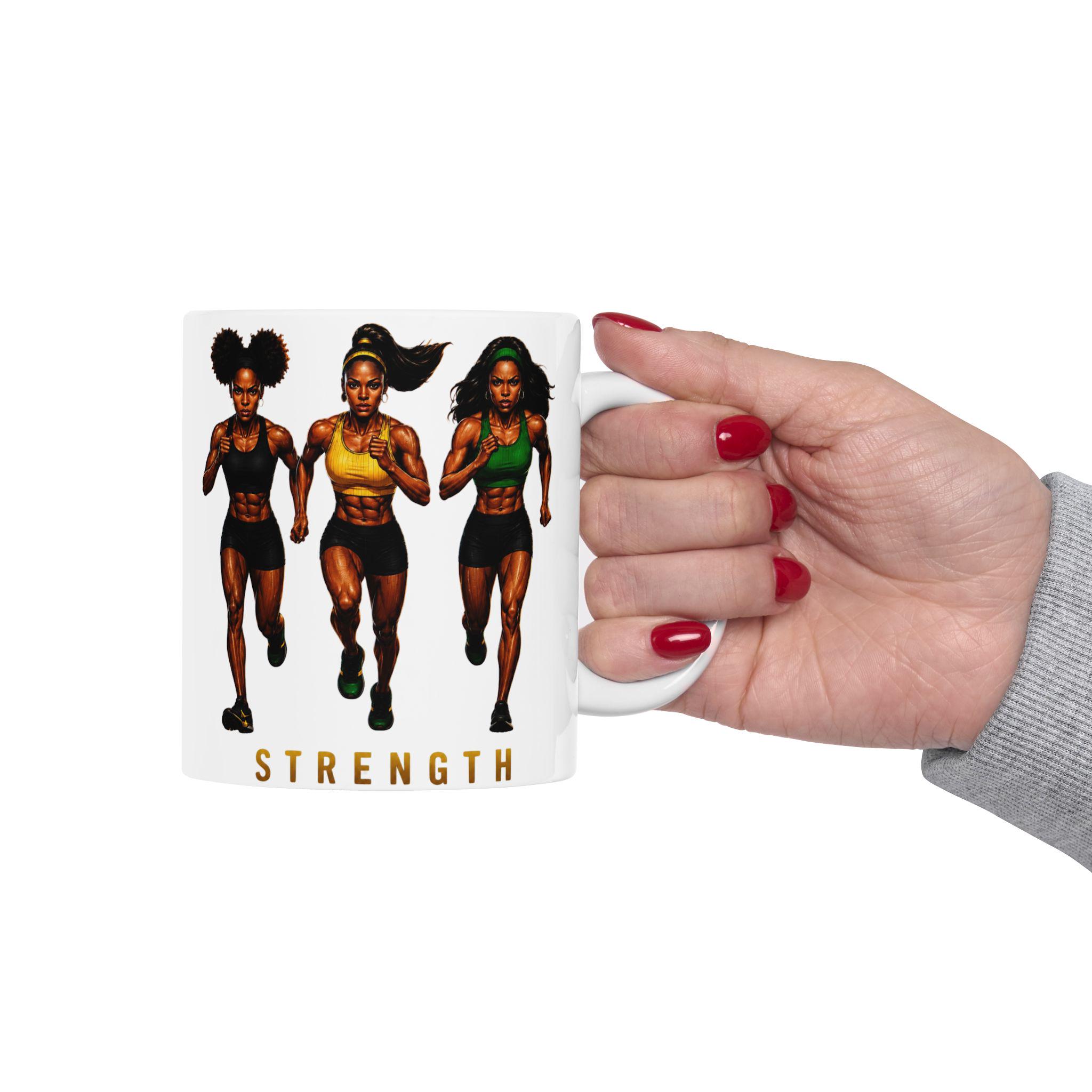 Strength & Resilience Mug, Black Woman Fitness Motivation Ceramic Coffee Cup. Gift For Her, product view 13