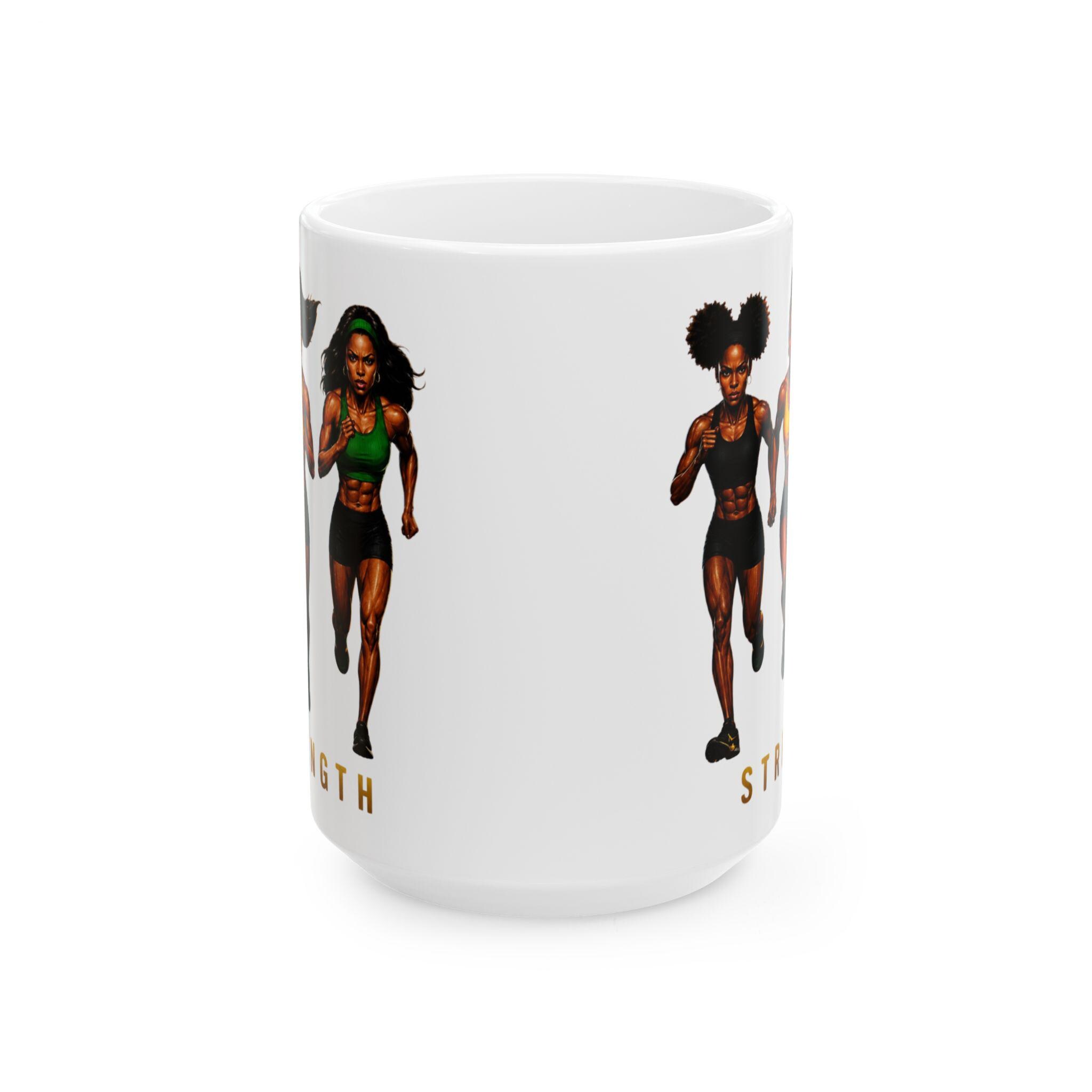 Strength & Resilience Mug, Black Woman Fitness Motivation Ceramic Coffee Cup. Gift For Her, product view 14