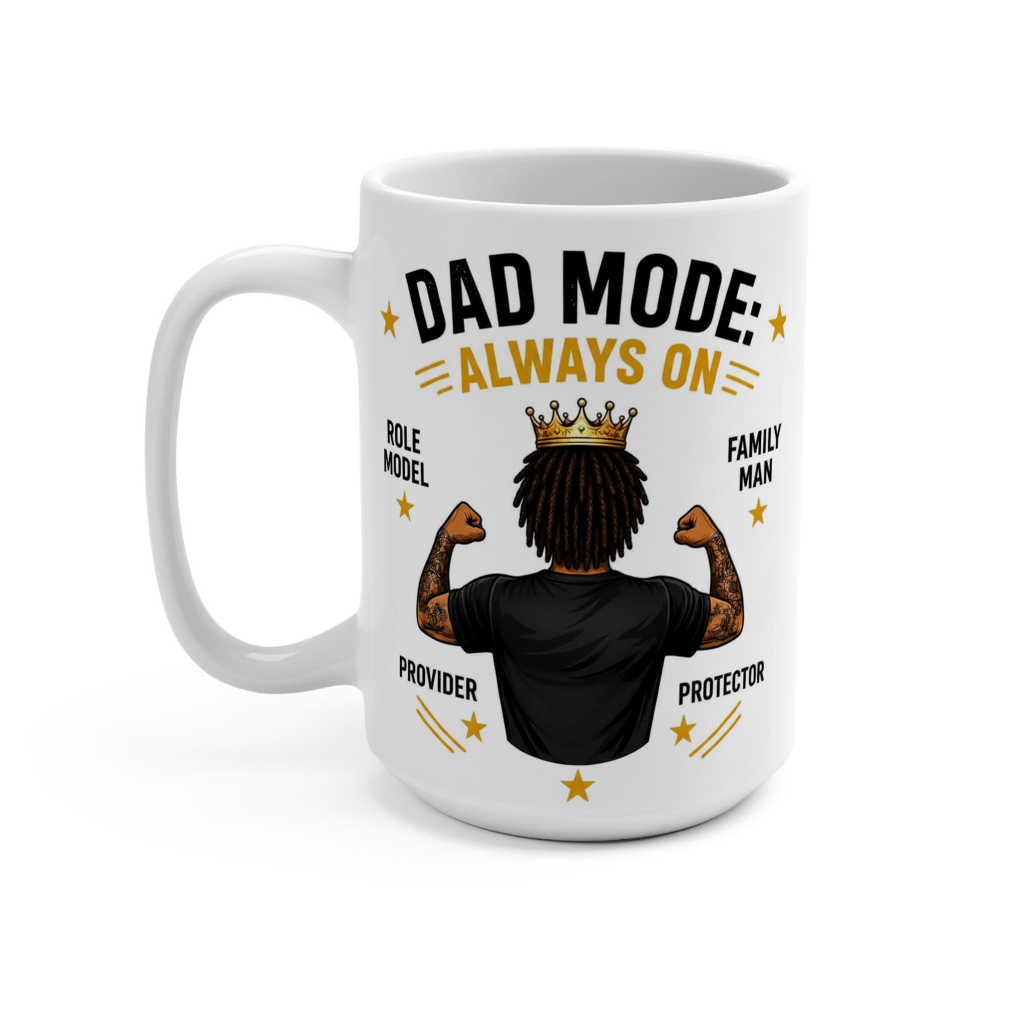 Dad Mode Always On 15oz Ceramic Mug, Fatherhood Gift. Lead & BPA Free