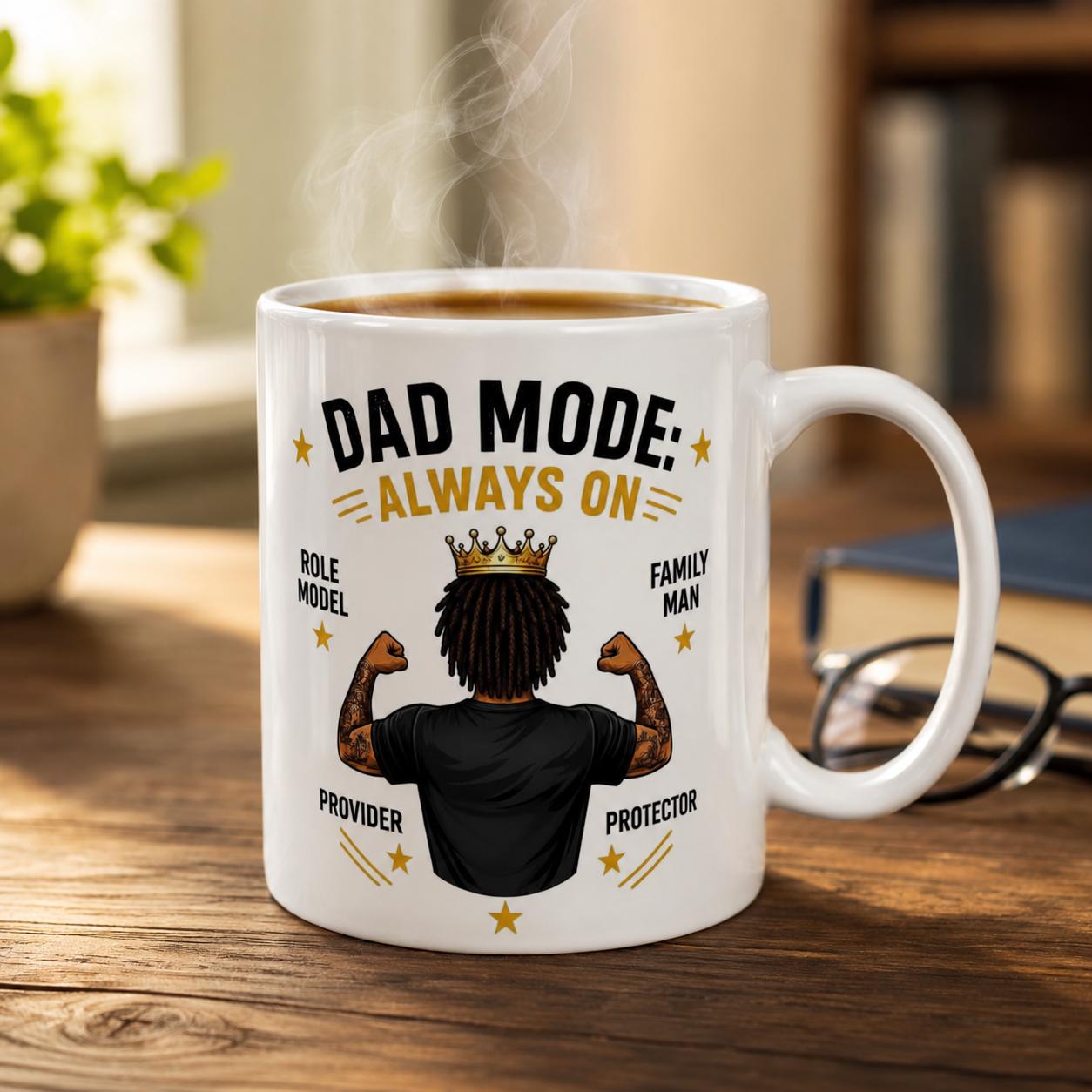 Dad Mode Always On 15oz Ceramic Mug, Fatherhood Gift. Lead & BPA Free, product view 2