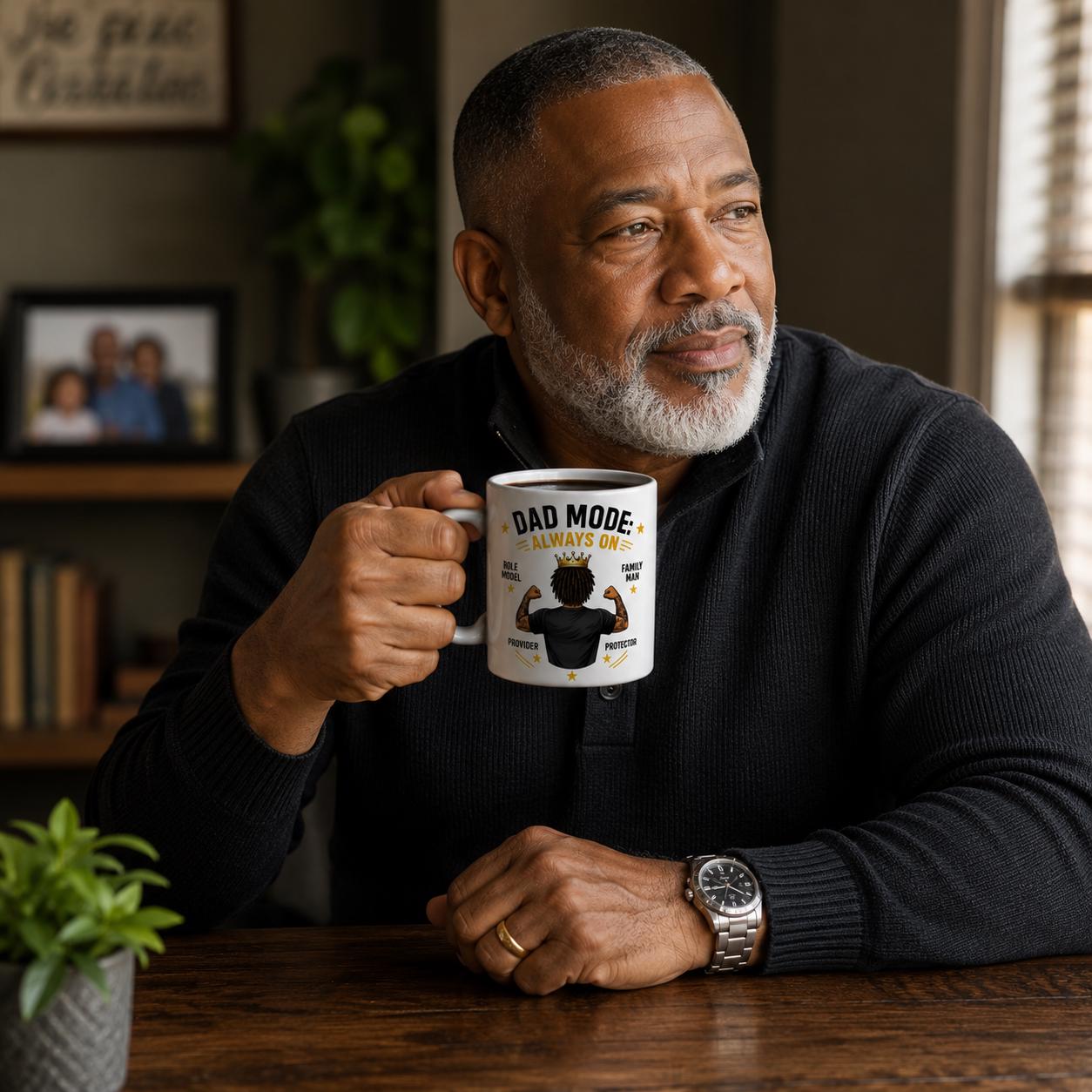 Dad Mode Always On 15oz Ceramic Mug, Fatherhood Gift. Lead & BPA Free, product view 3
