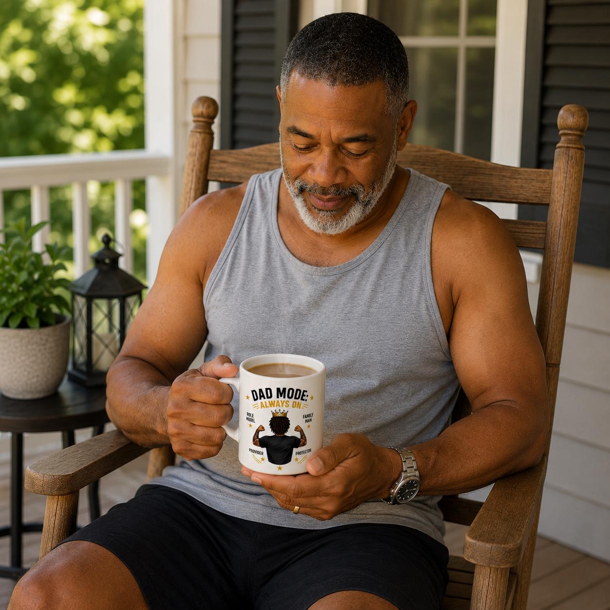 Dad Mode Always On 15oz Ceramic Mug, Fatherhood Gift. Lead & BPA Free, product view 4