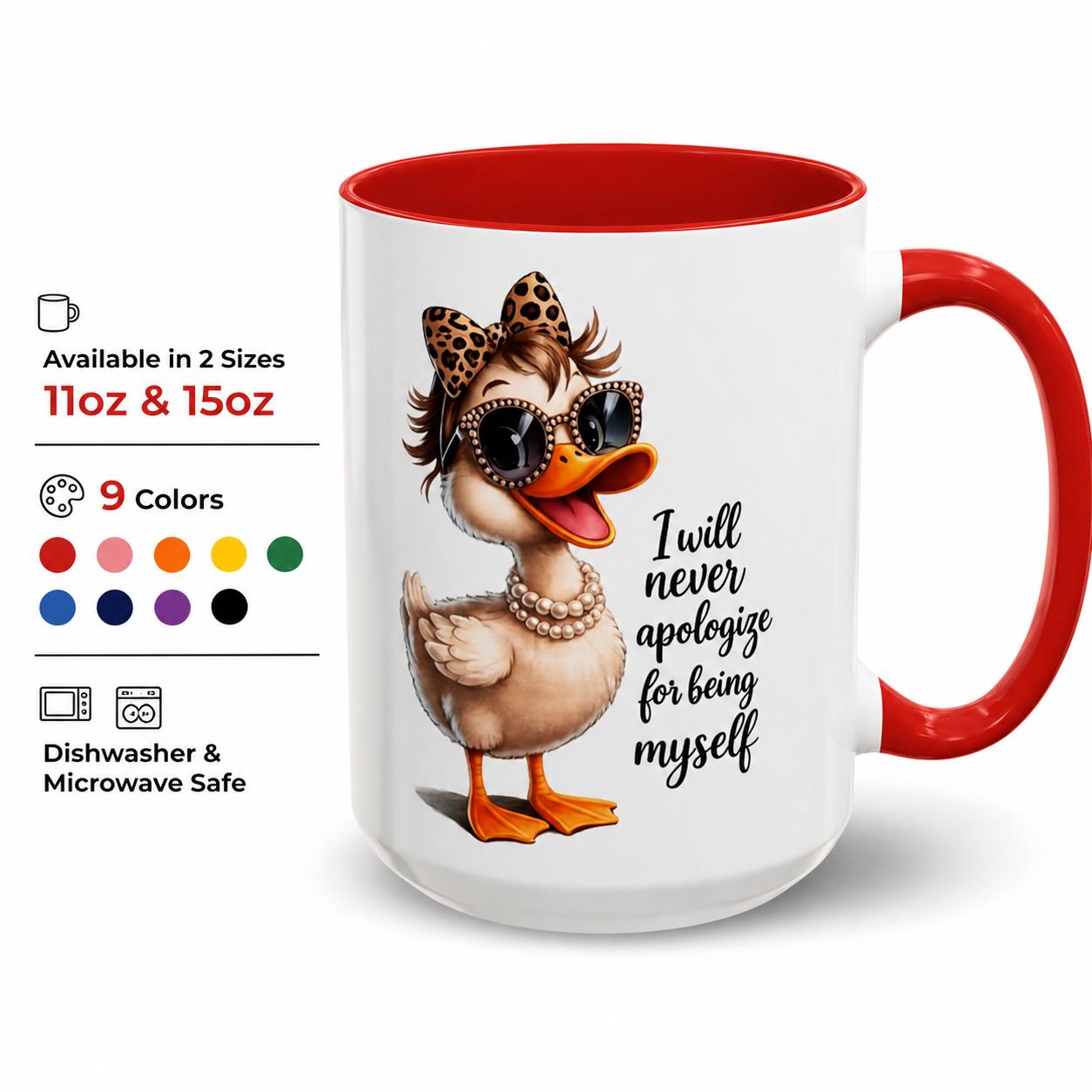 Sassy Duck Coffee Mug Pink Accent, Funny Office Humor, Snarky Coworker Present, Motivational Quote Cup, Animal Lover Ceramic Drinkware, product view 2