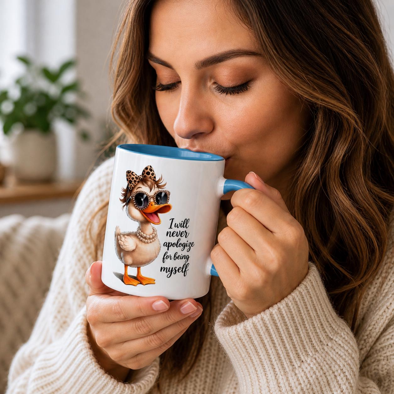Sassy Duck Coffee Mug Pink Accent, Funny Office Humor, Snarky Coworker Present, Motivational Quote Cup, Animal Lover Ceramic Drinkware, product view 8