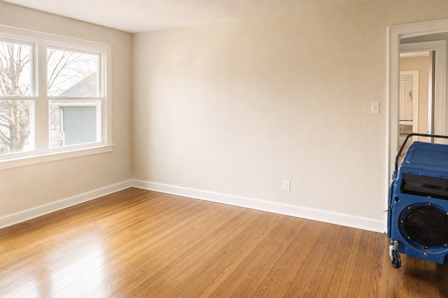 Clean residential room after remediation work