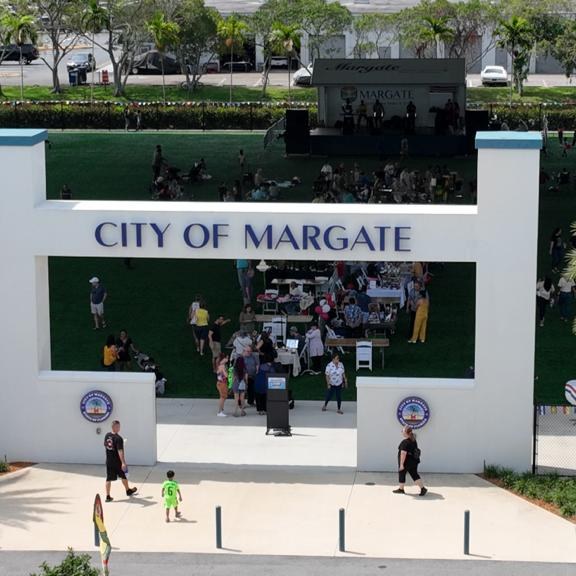 City of Margate entrance and community event