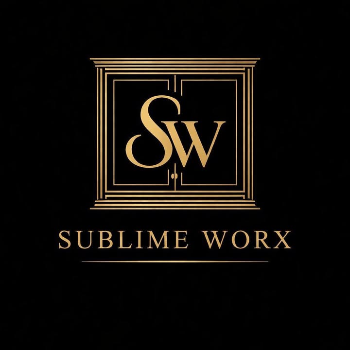 Sublime Worx, gold SW cabinet logo