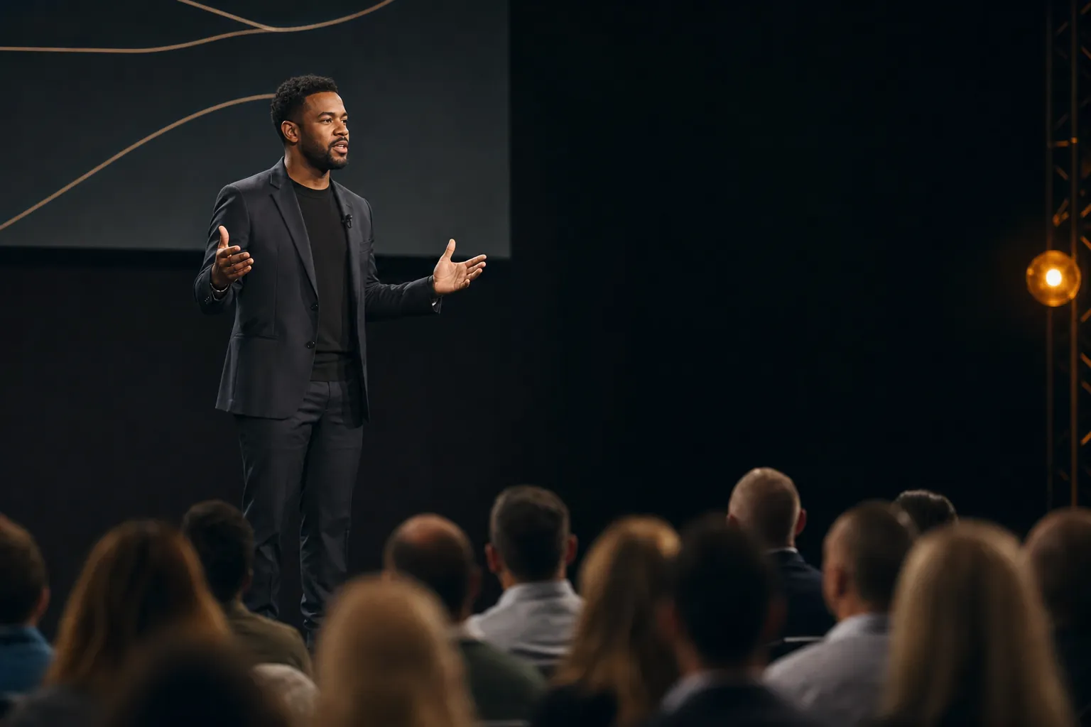 A keynote speaker addressing a professional audience