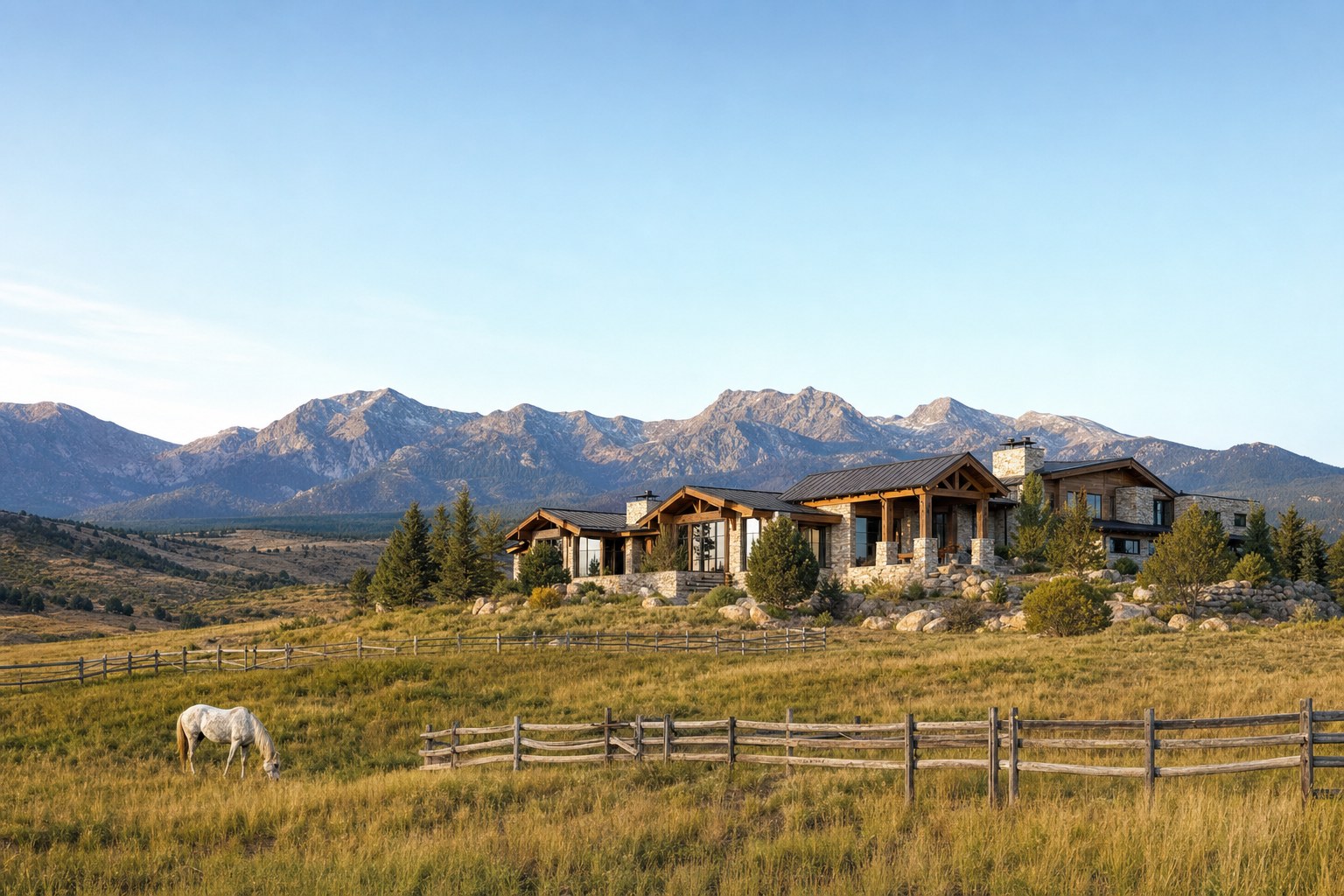 Colorado foothills landscape near rural homes and horse property