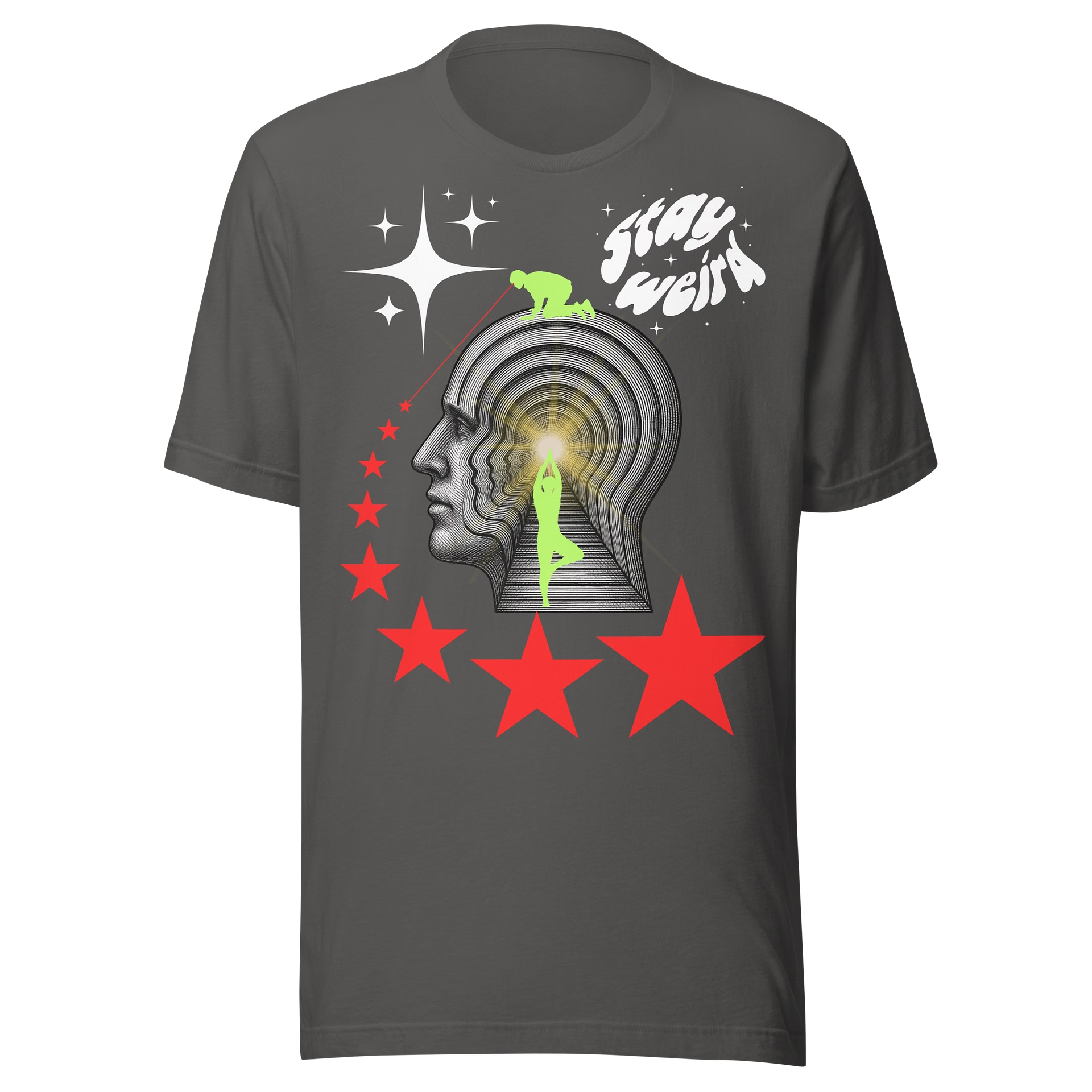 Glowing Mind Stay Weird Tee surreal collage artwork