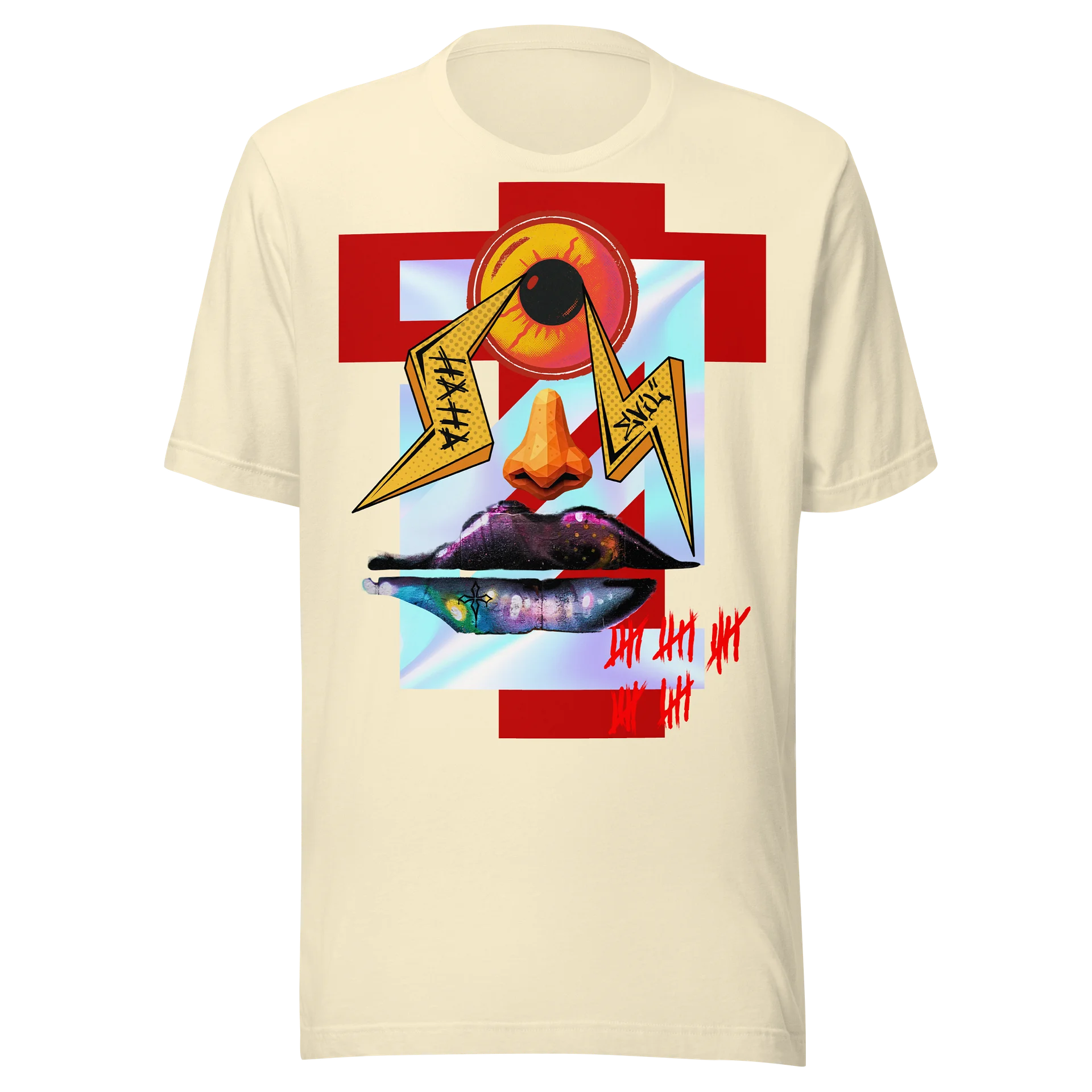 HAHA Evil Collage Tee product artwork