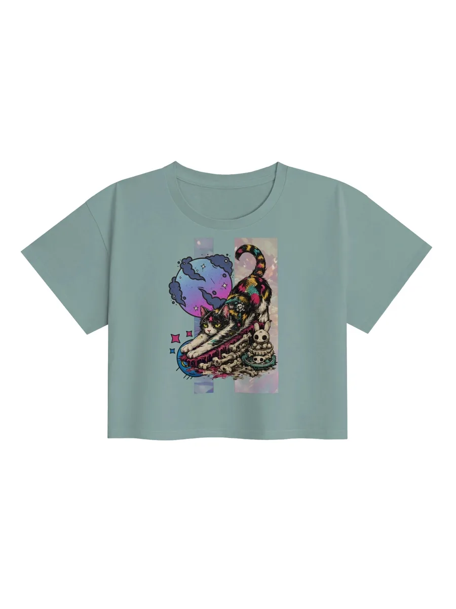 Neon Bone Cat Crop Top product artwork