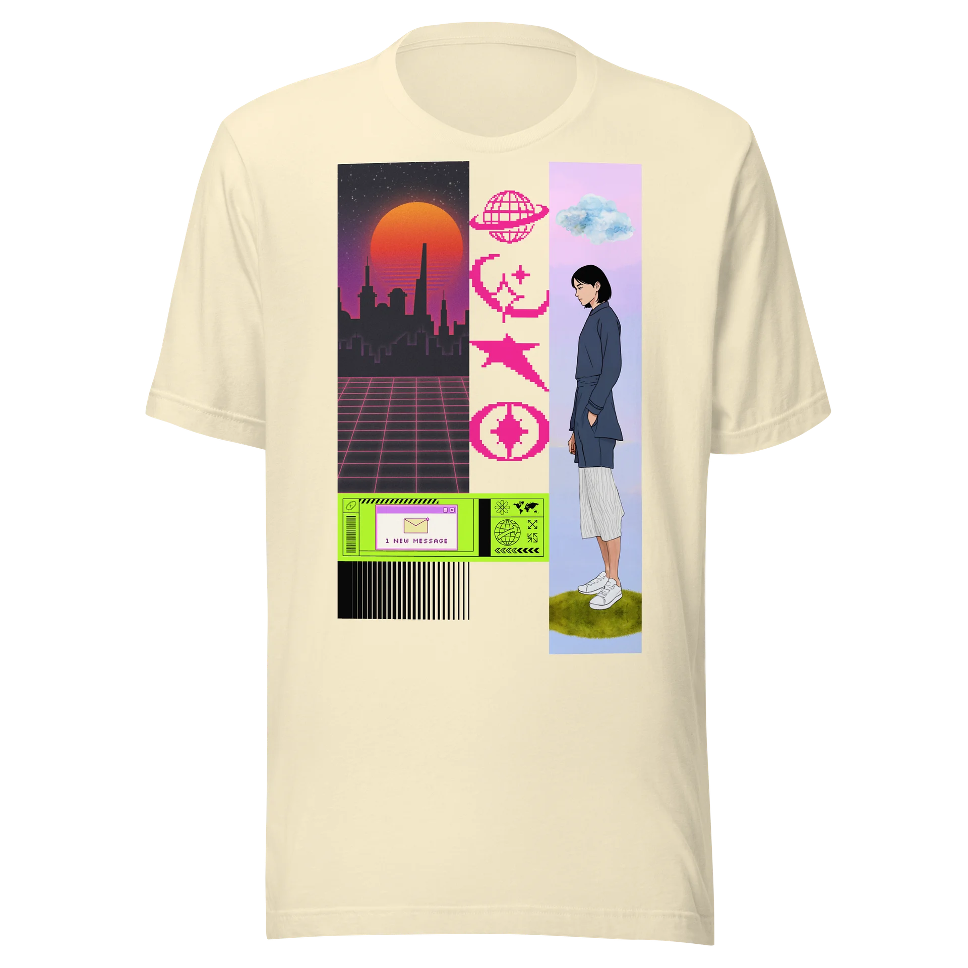 Retro Neon Message Collage Tee product artwork