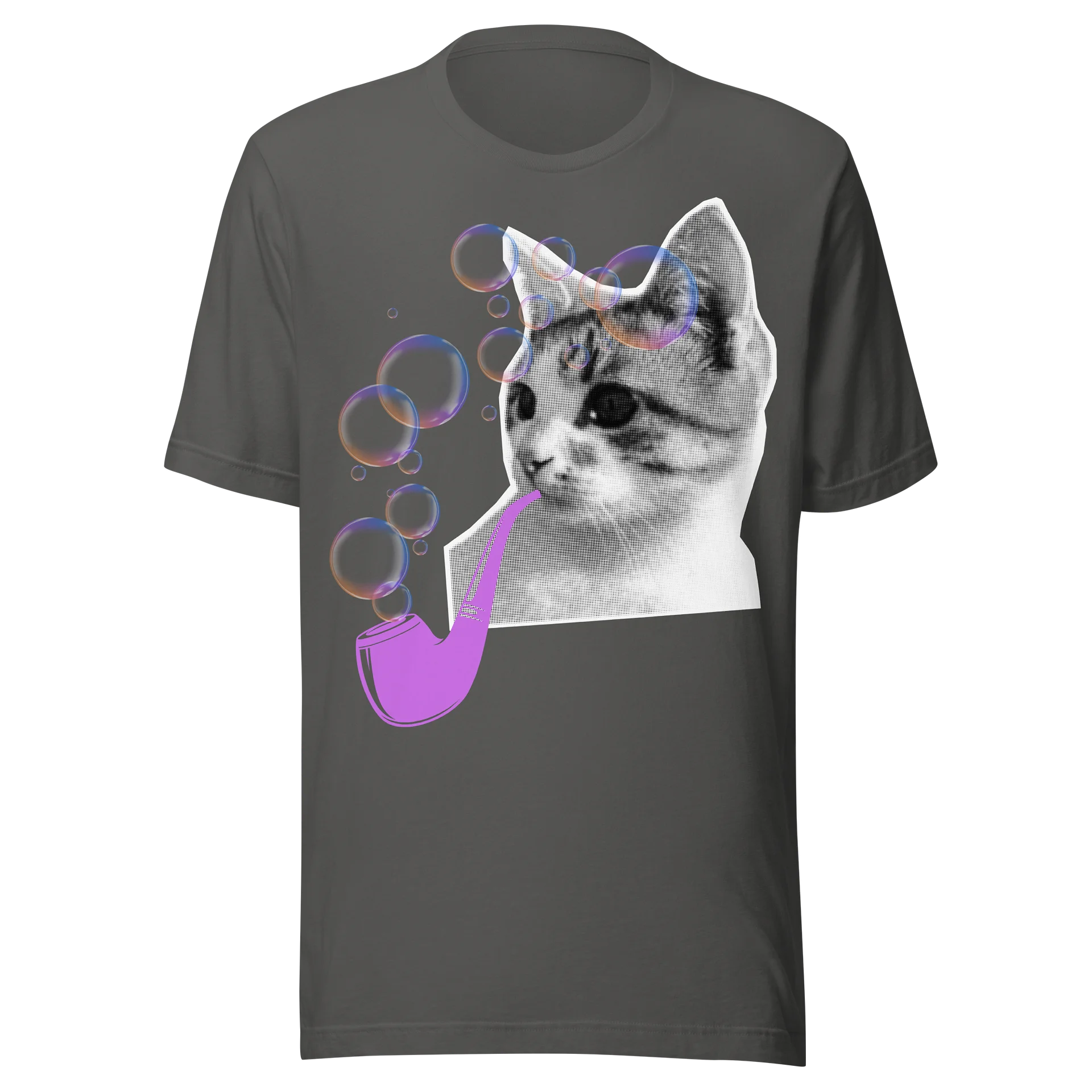 Whimsical Cat Bubble Pipe T-Shirt product artwork
