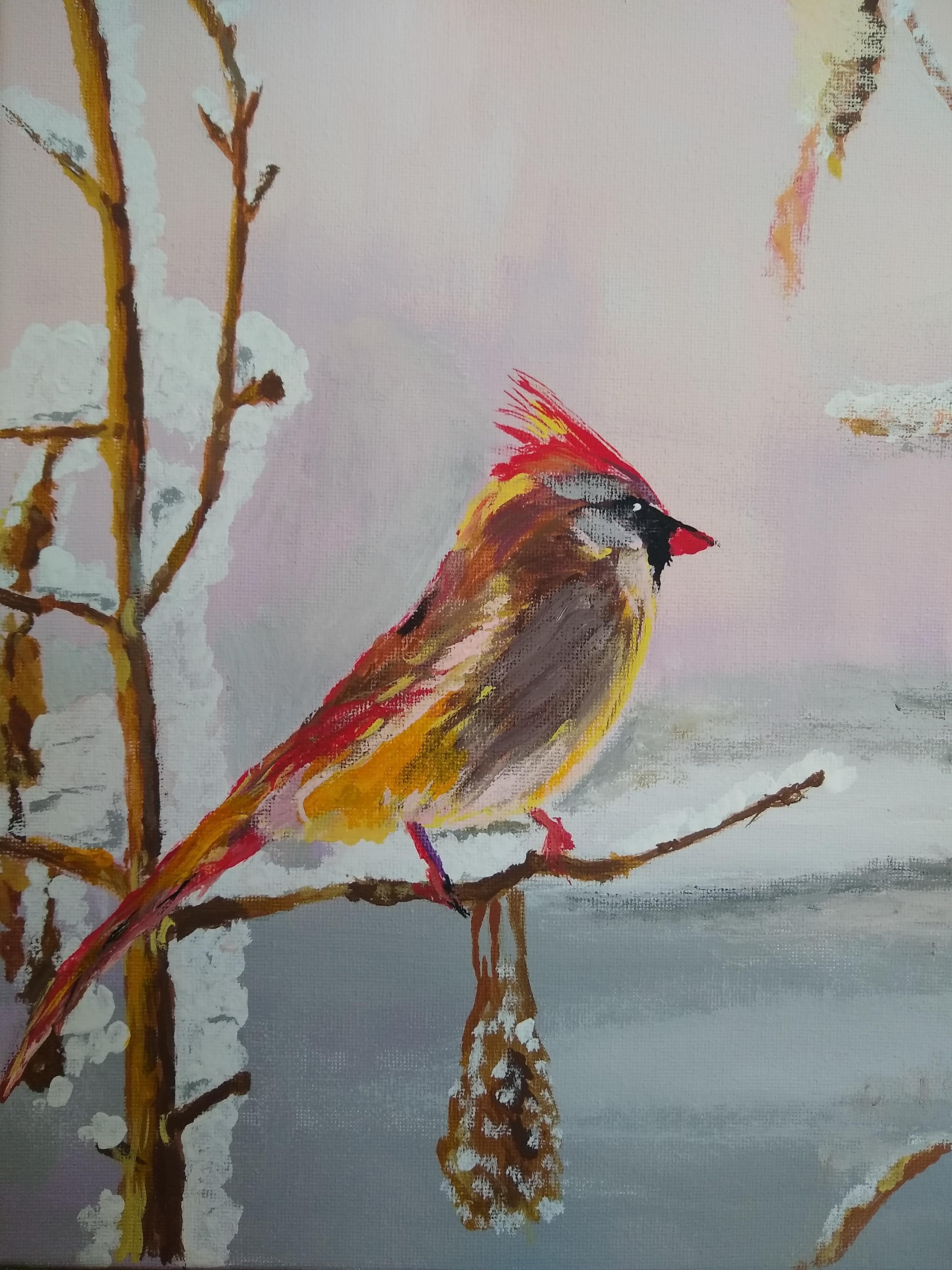 Cardinal in the Winter painting by Bryan M. Powell