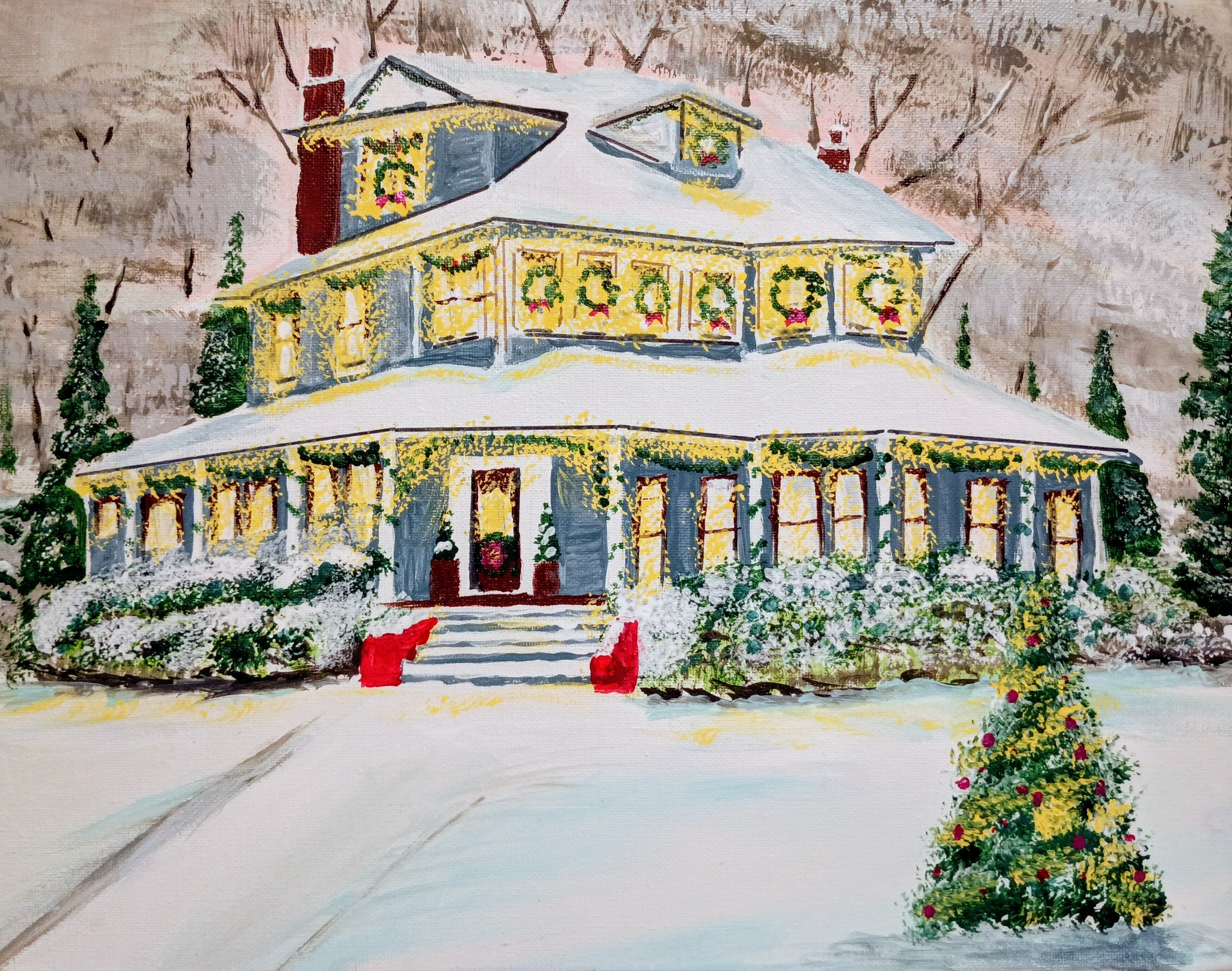 Christmas House painting by Bryan M. Powell