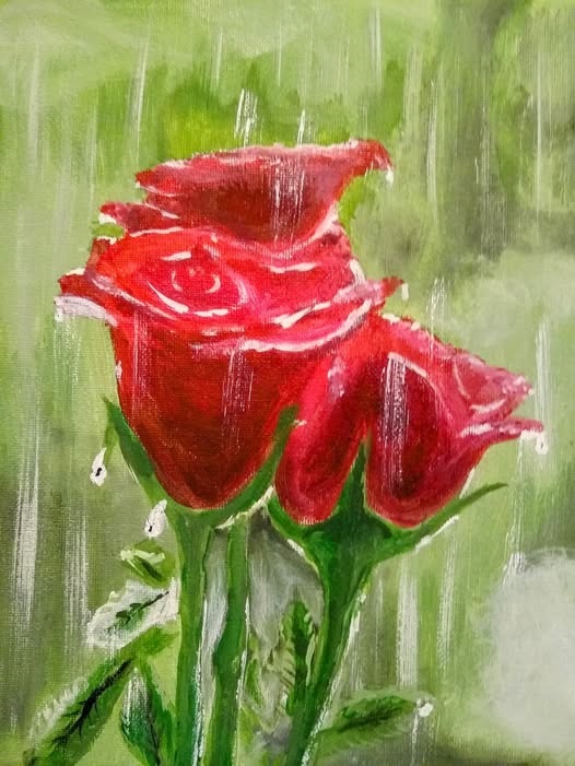 Roses in the Rain painting by Bryan M. Powell