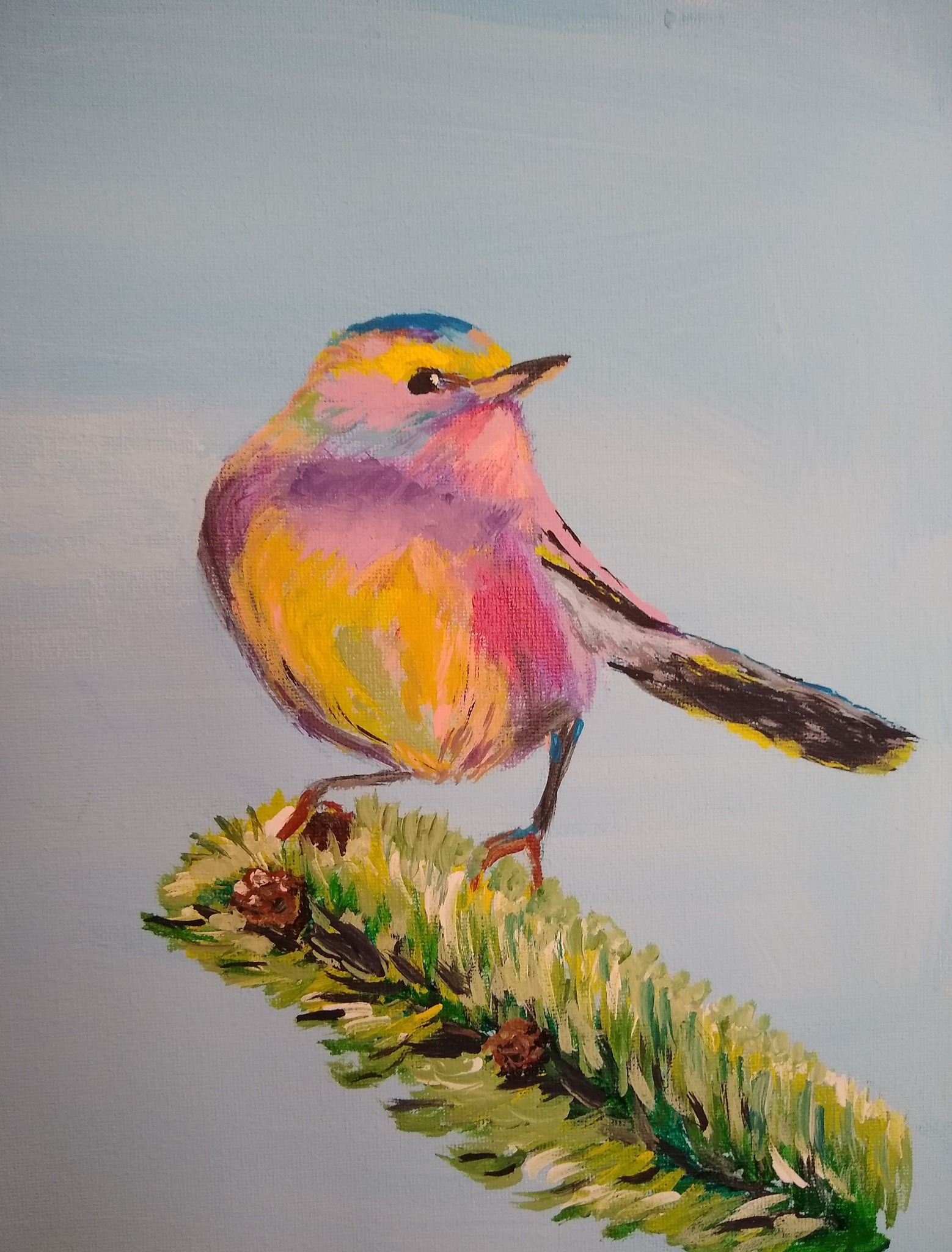 Yellow Finch painting by Bryan M. Powell