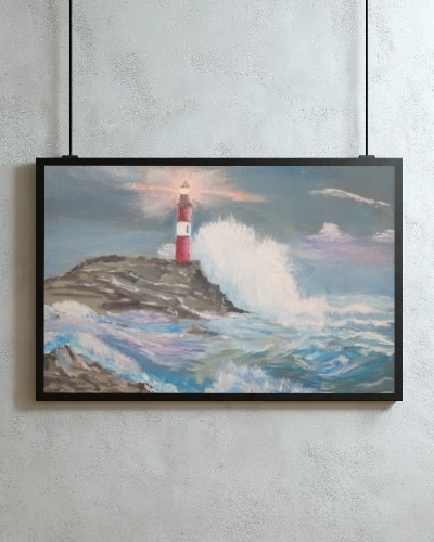 Lighthouse by an Angry Sea painting by Bryan M. Powell