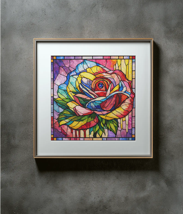 Stained Glass Rose painting by Bryan M. Powell
