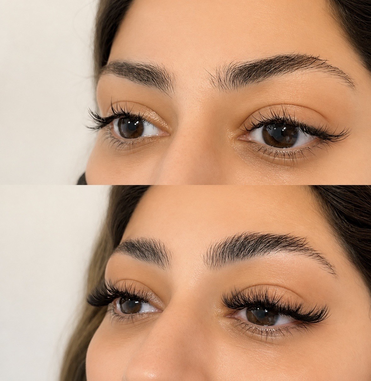 Before and after brow lamination result