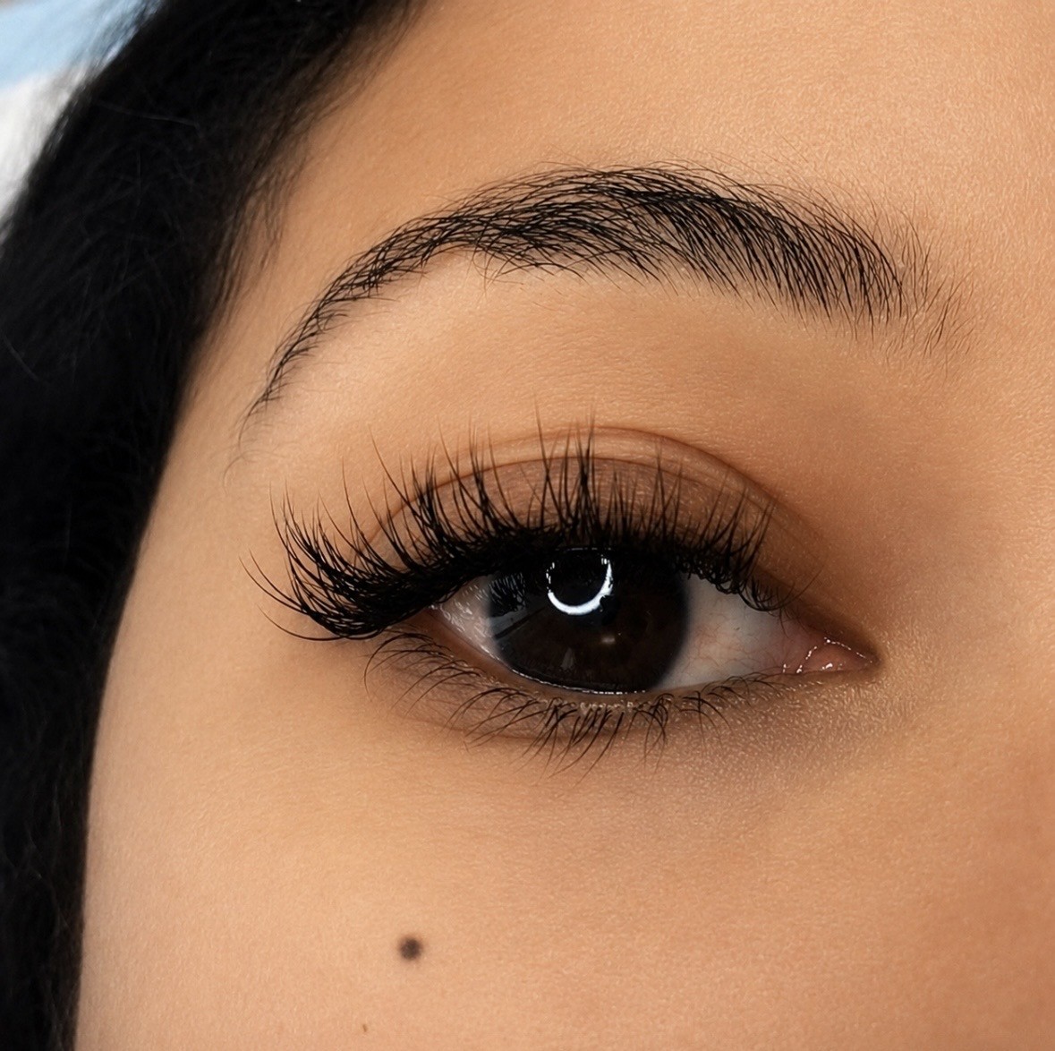 Close-up of a classic lash extension set