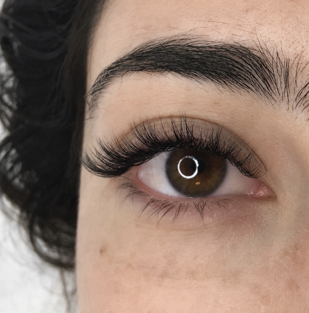 Close-up of a light volume lash extension set