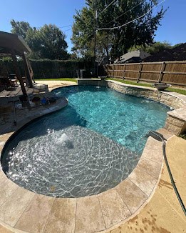 Clear water in a residential swimming pool