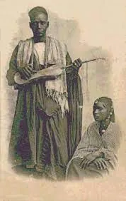 Historic image of a West African string instrument