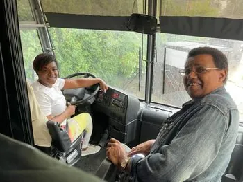 With driver Keisha