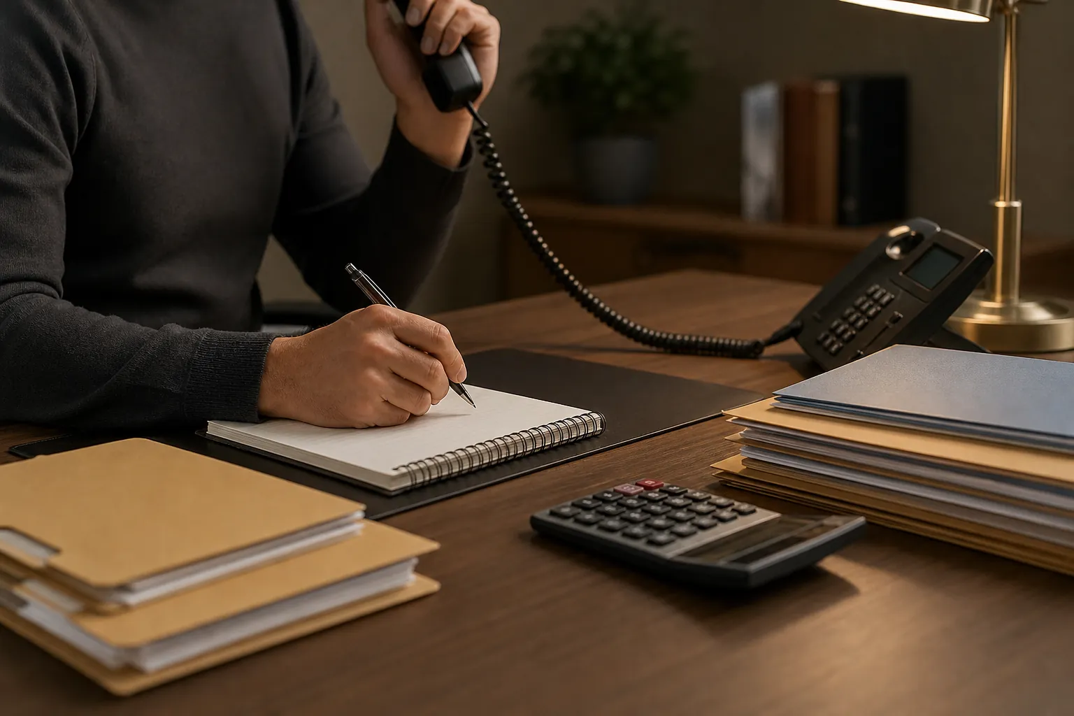 Person taking notes during a tax resolution strategy call