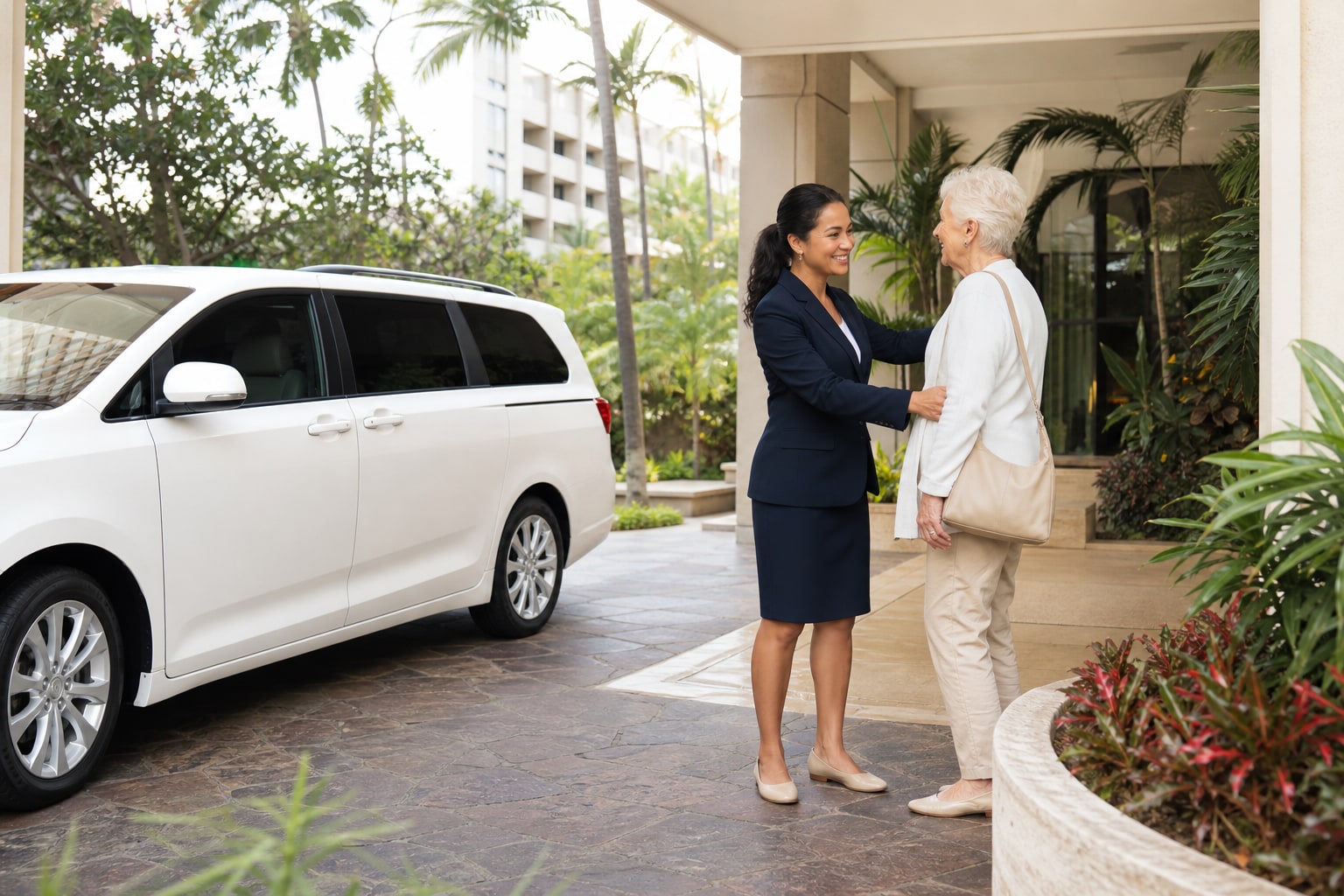 A driver welcoming a passenger for a planned Honolulu outing