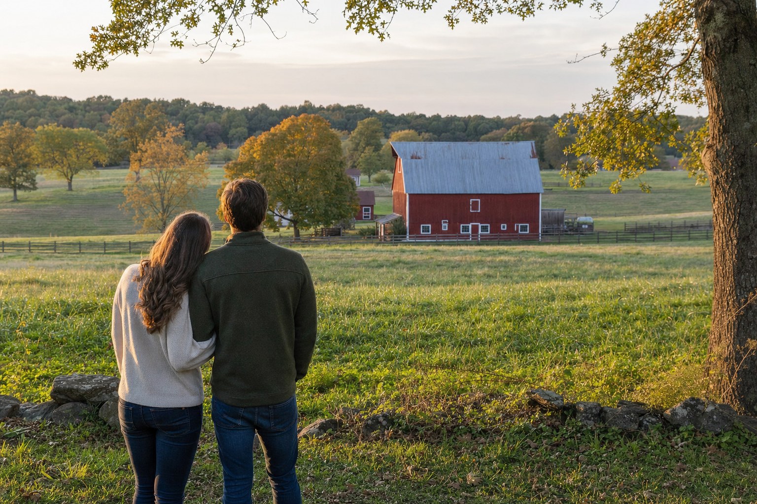 Engaged couple considering a Virginia farm wedding venue