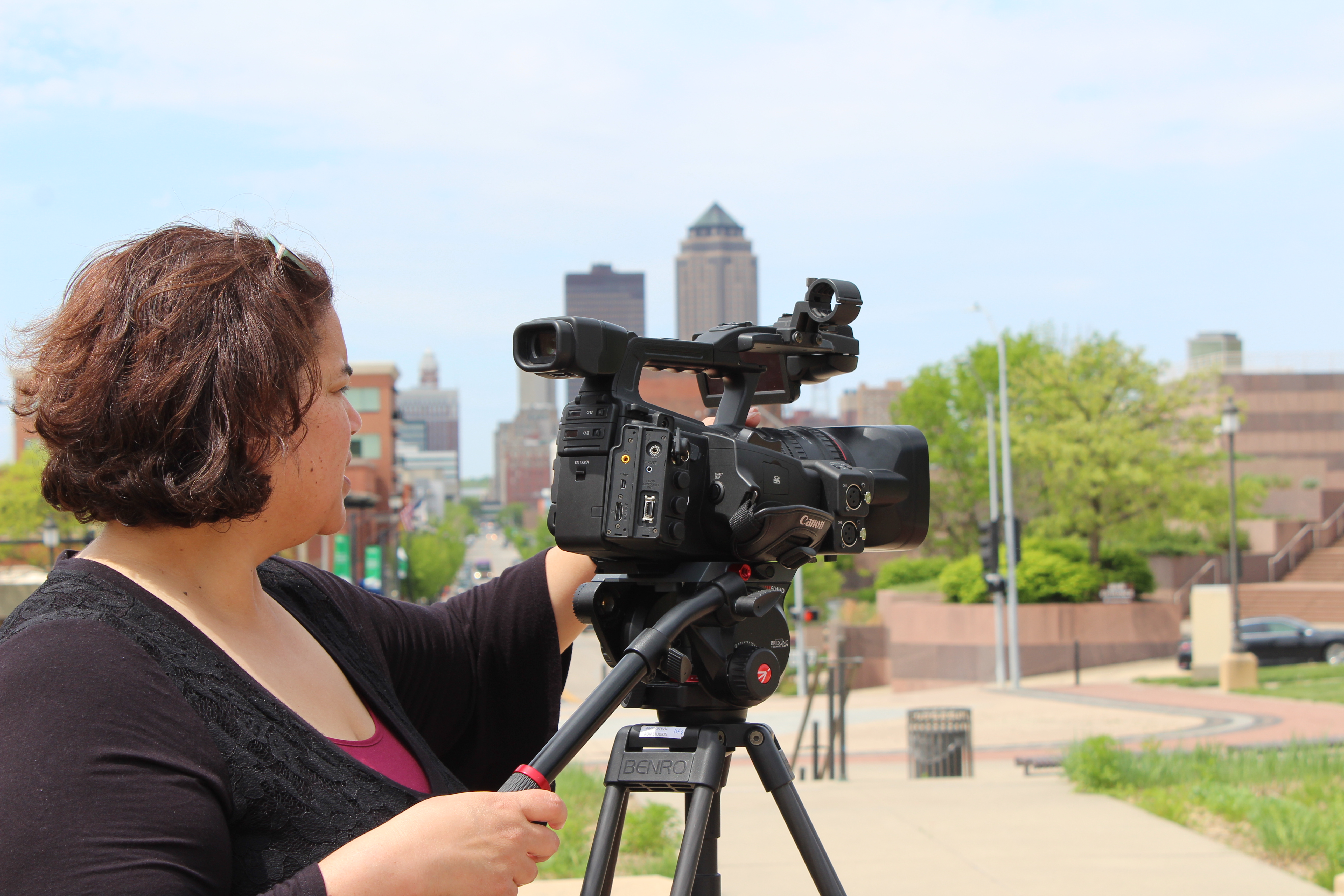 Camera operator working in a production studio