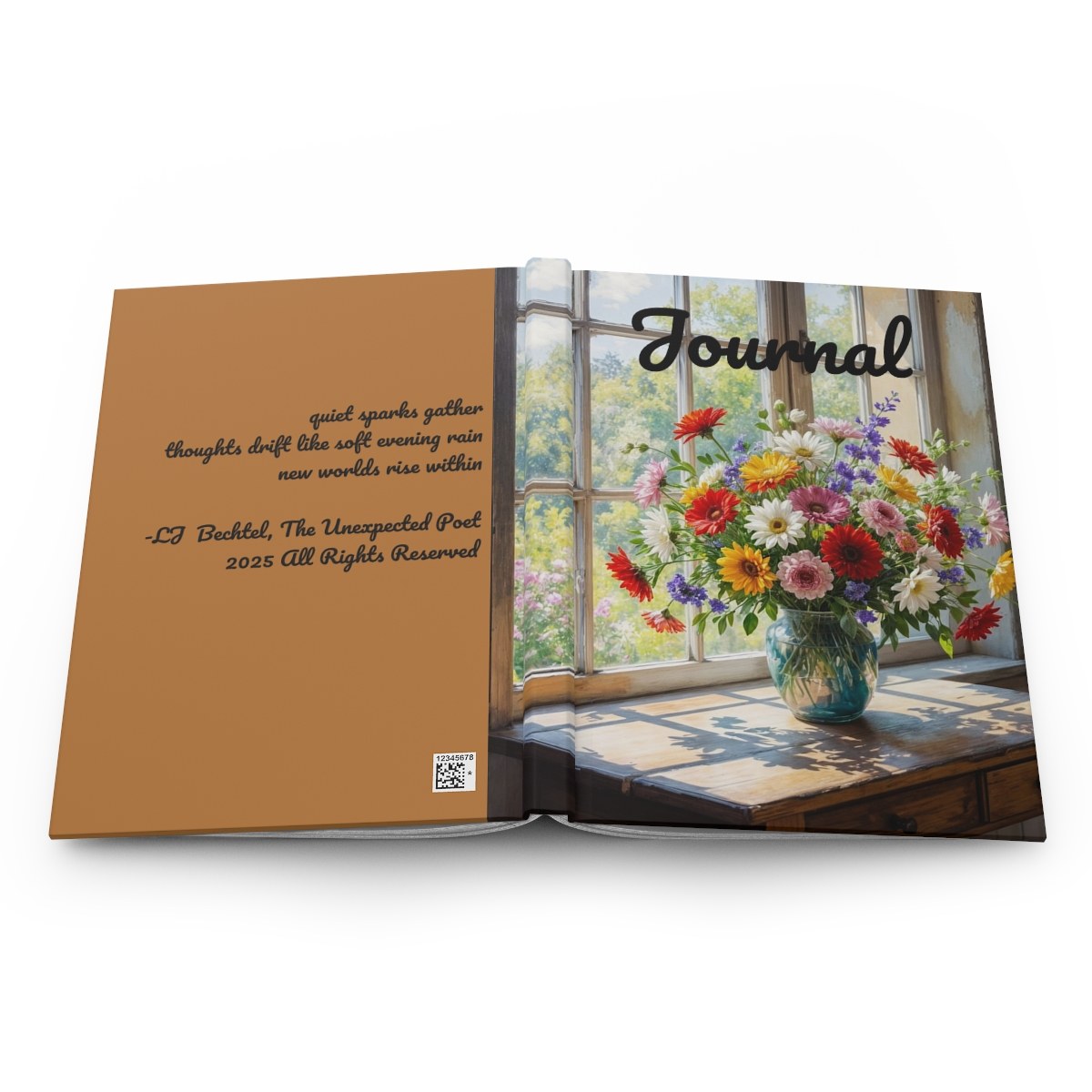 Floral Window Bouquet Hardcover Journal , Inspirational Garden Notebook by LJ Bechtel, Unexpected Poet