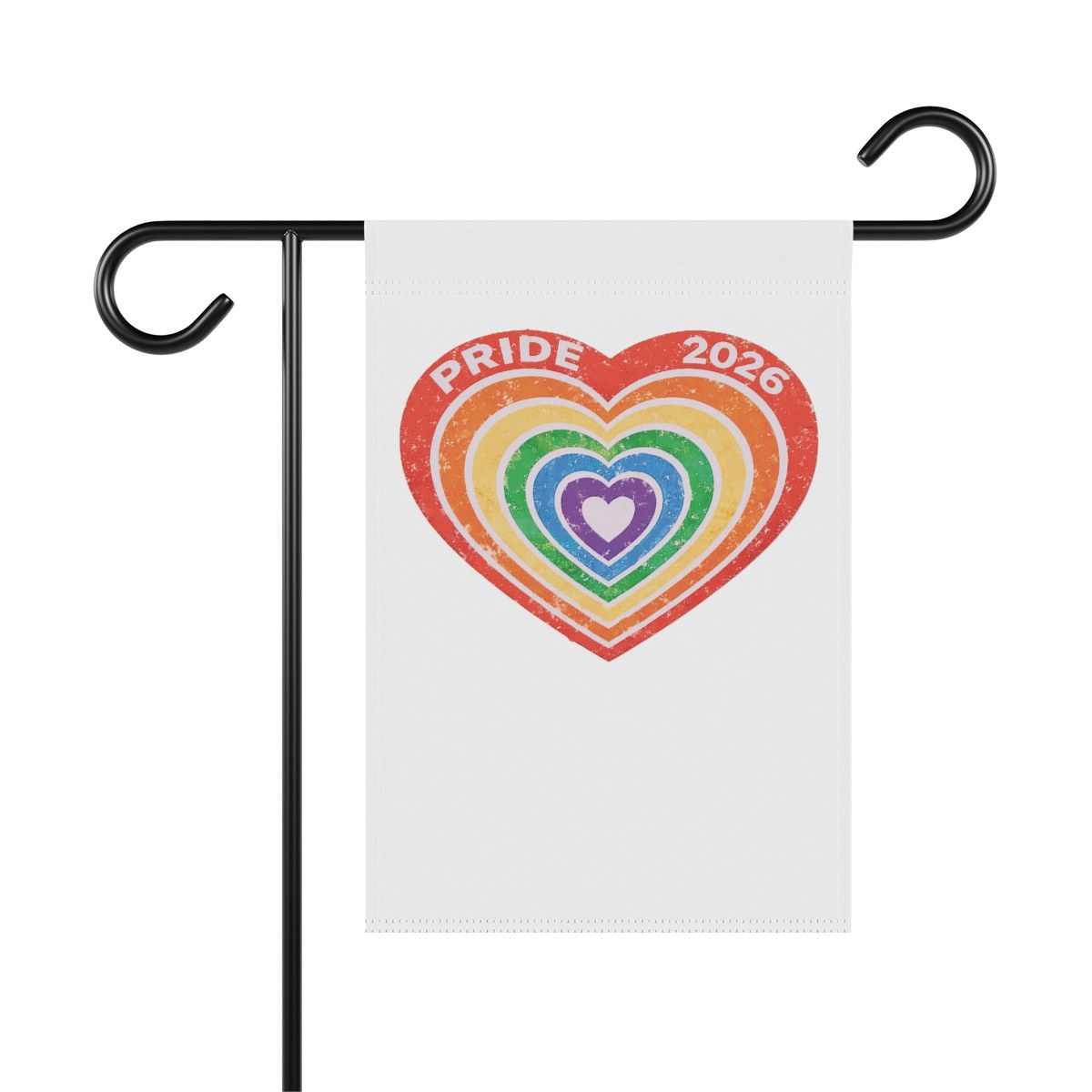 Pride 2026 Rainbow Heart Garden Flag