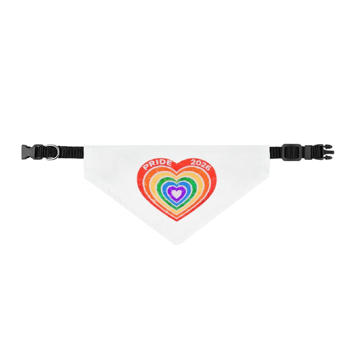 Pride Heart Clip-On Pet Bandana , Rainbow Heart "Pride 2024" Dog Collar Accessory