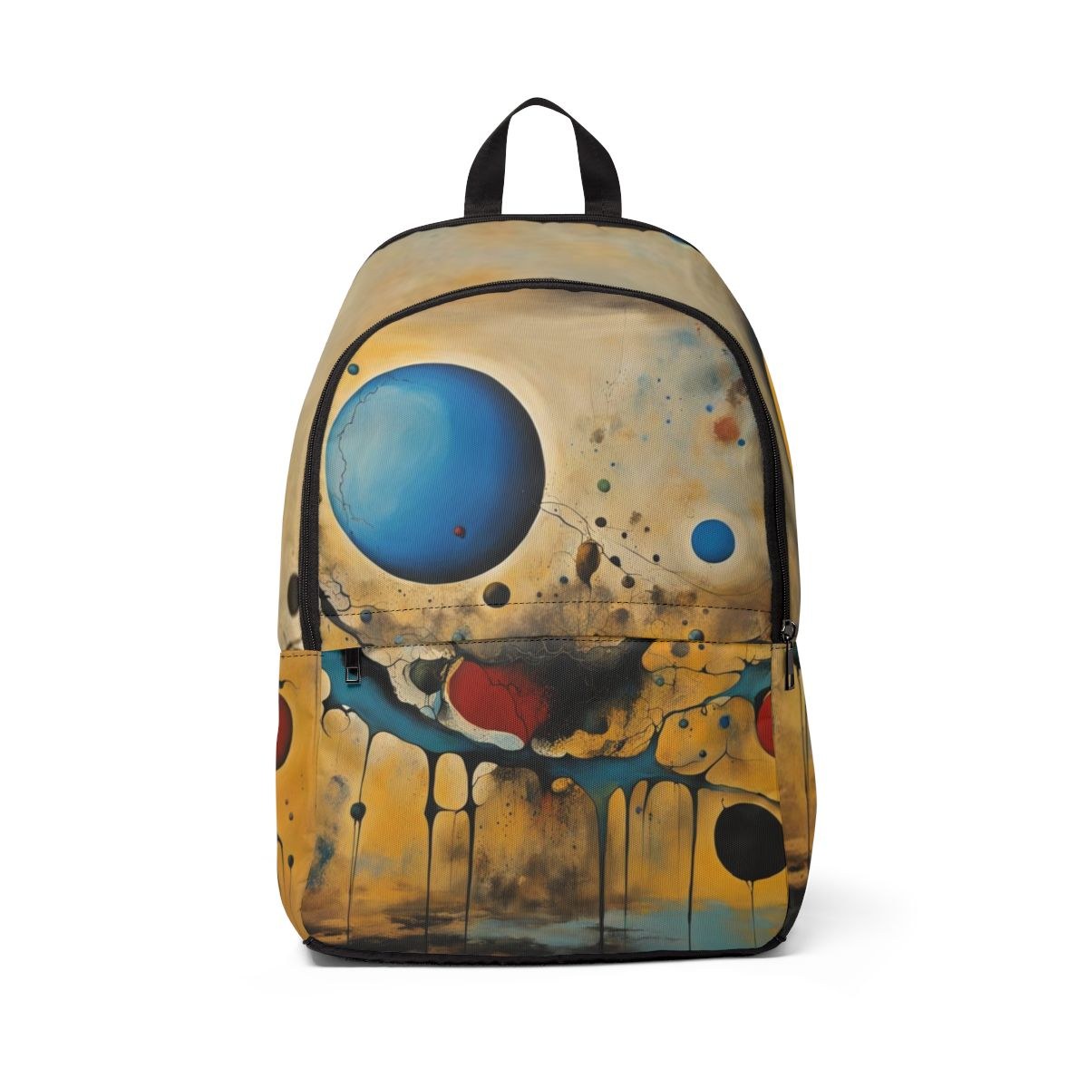 Abstract Cosmic Smile Backpack , Colorful Drip Art Daypack
