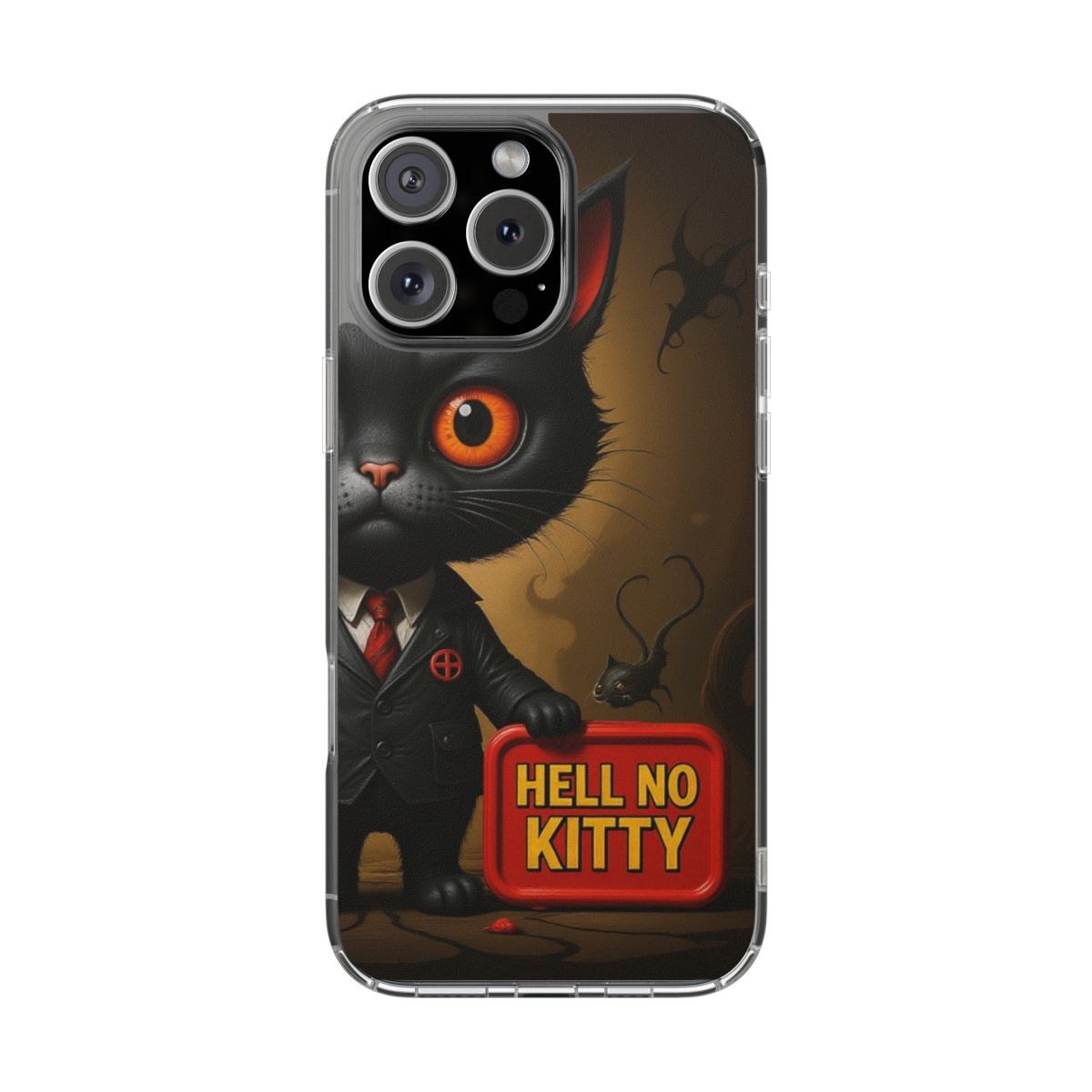 Clear Magnetic Phone Case , 'Hell No Kitty' Black Cat Design