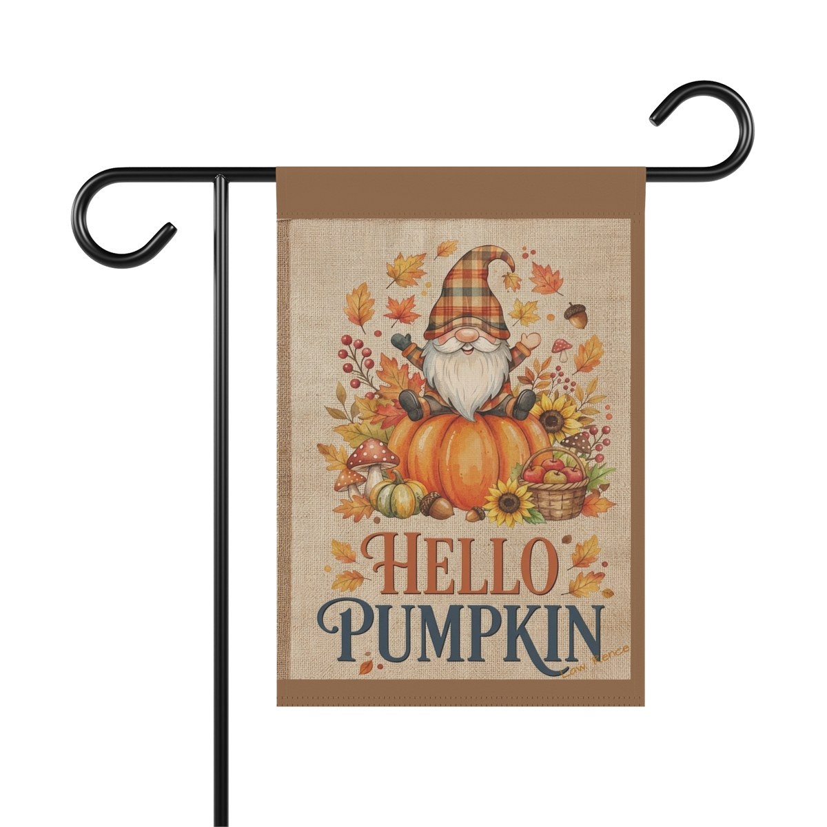 Hello Pumpkin Fall Garden Flag by Law 'Rence