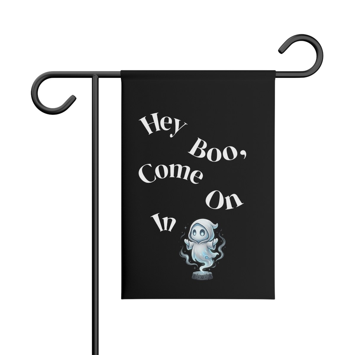 Hey Boo, Come On In , Halloween Ghost Garden Flag